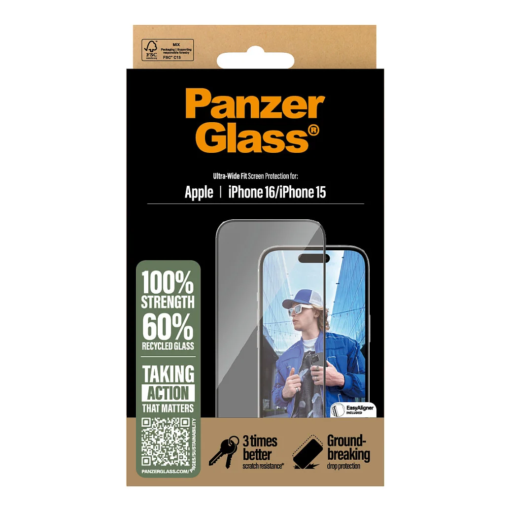 PanzerGlass   Displayschutz iPhone 16   15   Ultra Wide Fit Notebook & Tablet Zubehoer