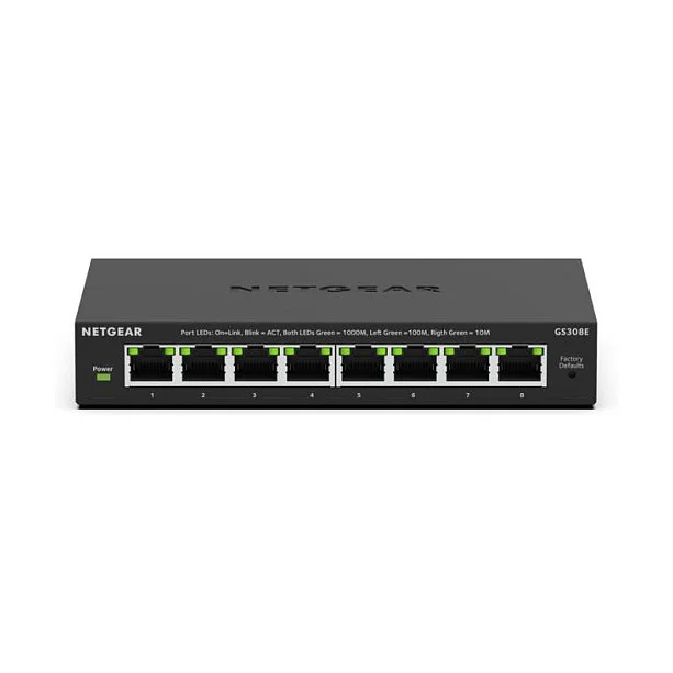NETGEAR GS308E Managed L2 L3 Gigabit Ethernet  10 100 1000  Schwarz Switches