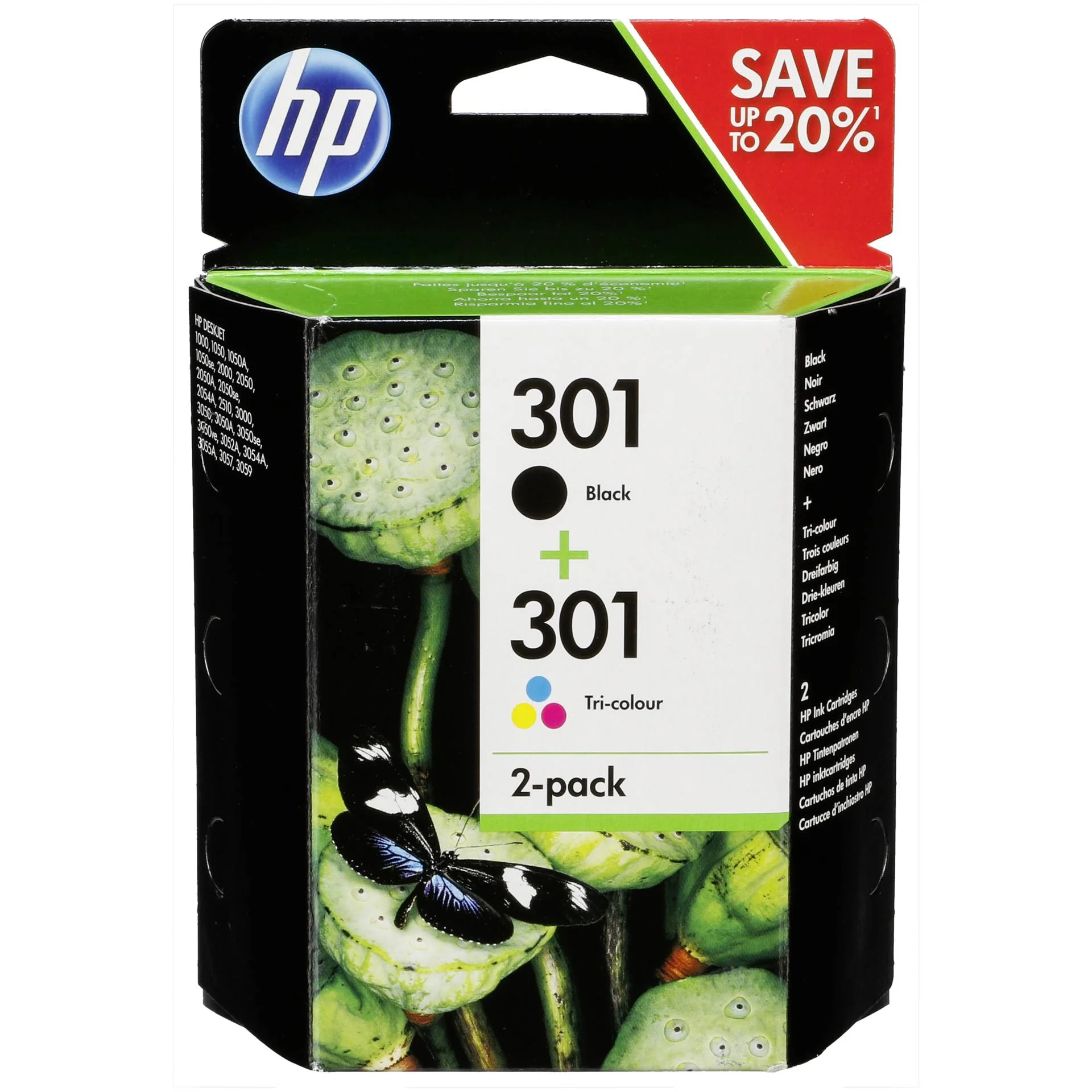 HP Tinte 301 N9J72AE Combo 2er Pack Schwarz   Color  Cyan Magenta Gelb  Drucker & Scanner