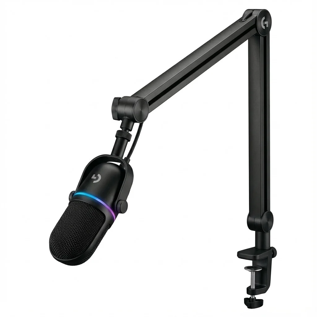 Logitech Yeticaster GX Dynamic RGB Gaming Mic with LIGHTSYNC and Premium Desktop Microphone Boom Arm   BLACK PC-Zubehoer