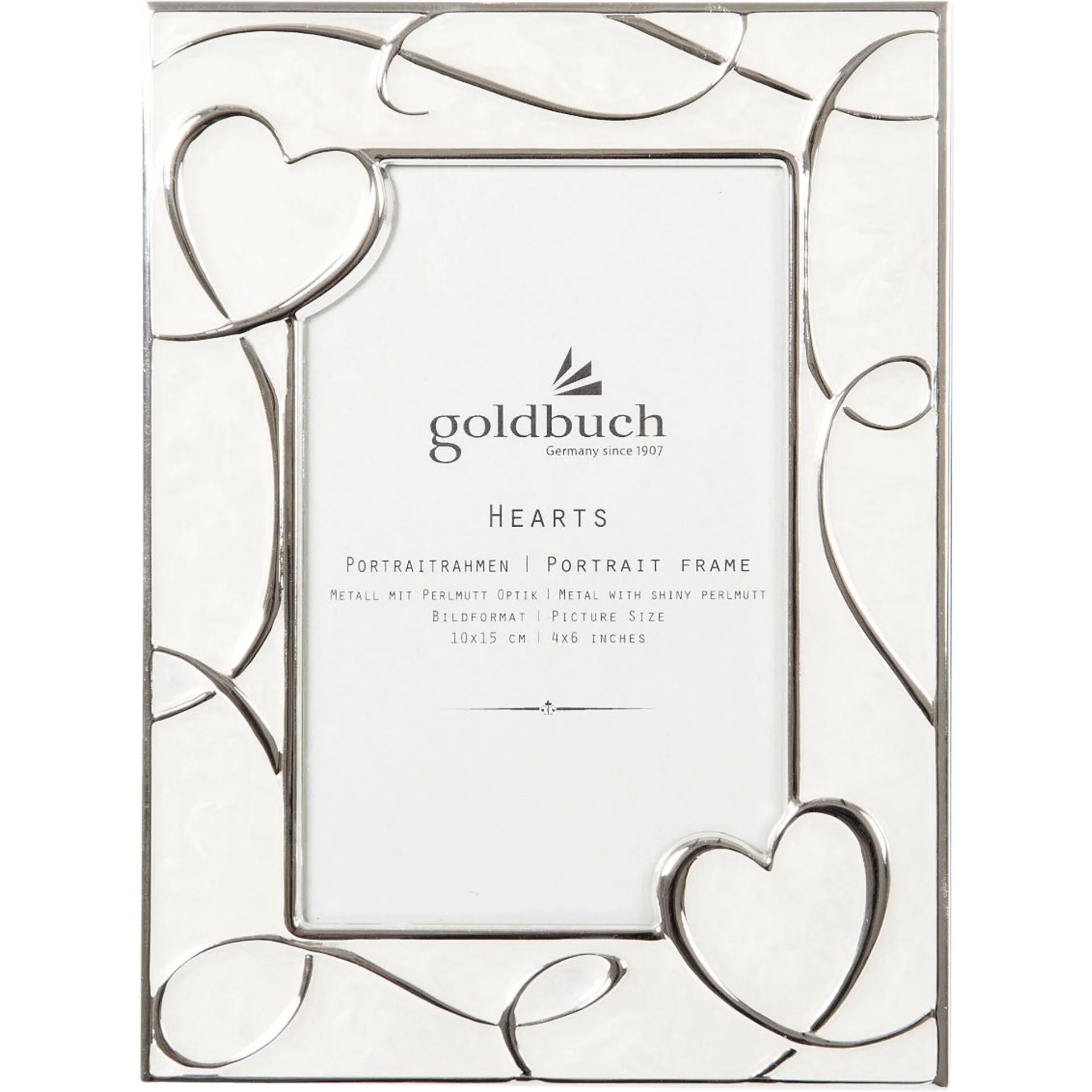 Goldbuch Hearts creme 10x15 Metallrahmen Portrait 960242 Bilderrahmen