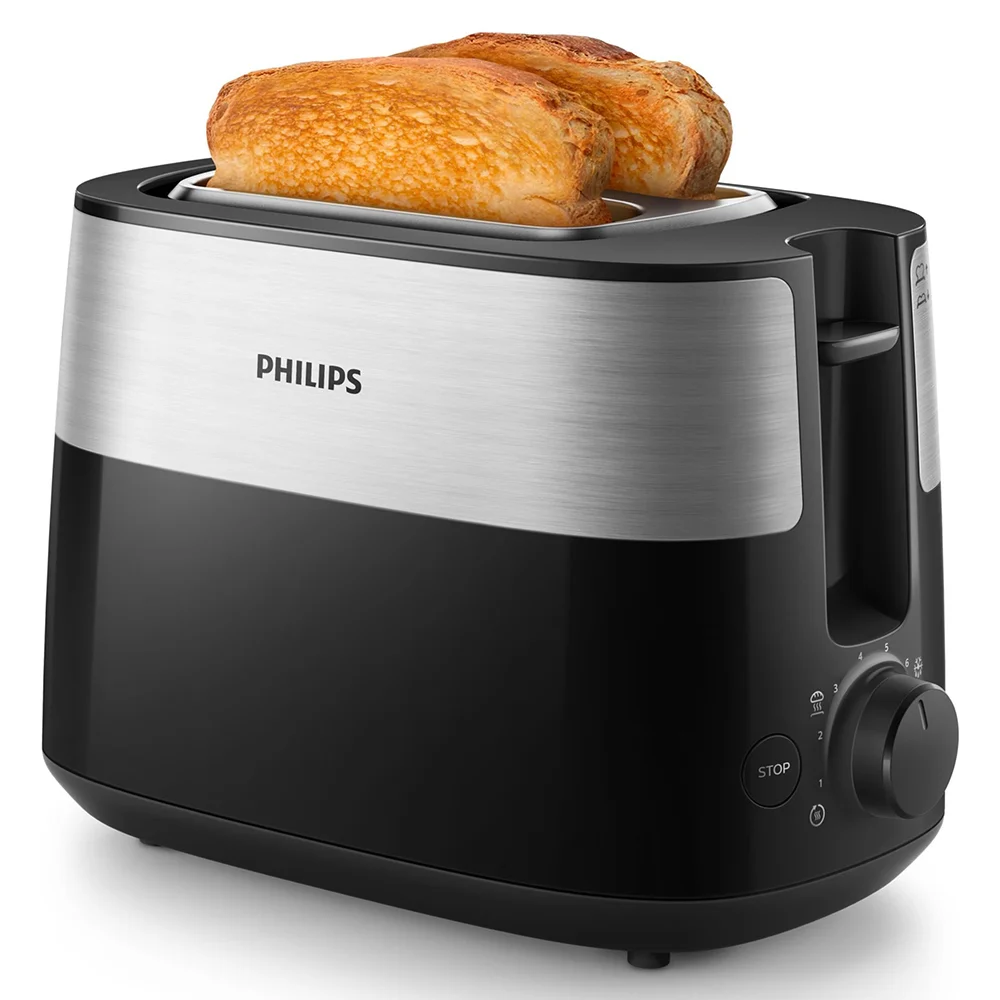 Philips Daily Collection HD2516 90 Toaster   2 Scheiben  breite Toastkammer  Metall Kuechenkleingeraete