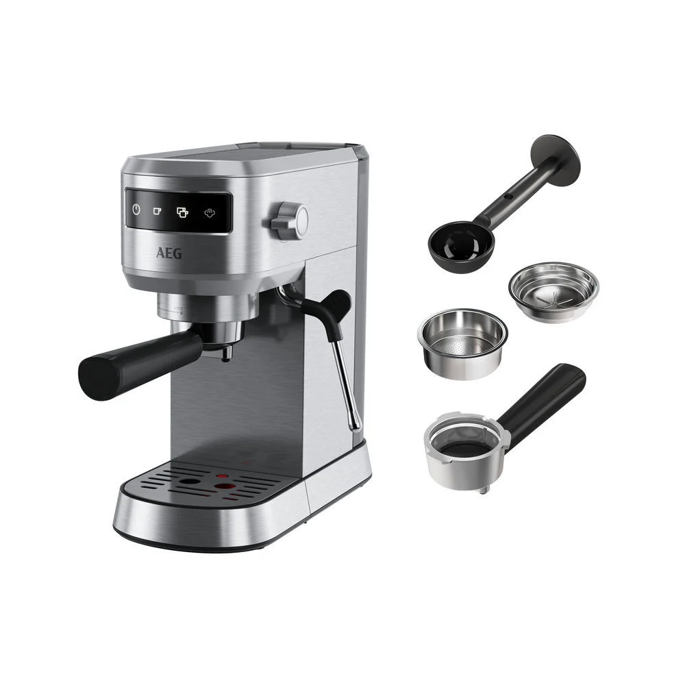 AEG Espresso Siebtraegermaschine Gourmet 6 EC6 1 6ST  Edelstahl Silber Kaffeemaschinen
