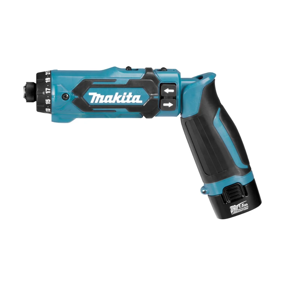 Makita Akku Knickschrauber DF012DSE  7 2Volt  blau schwarz  2x Li Ionen Akku 1 5Ah  Koffer  Heimwerken & Garten