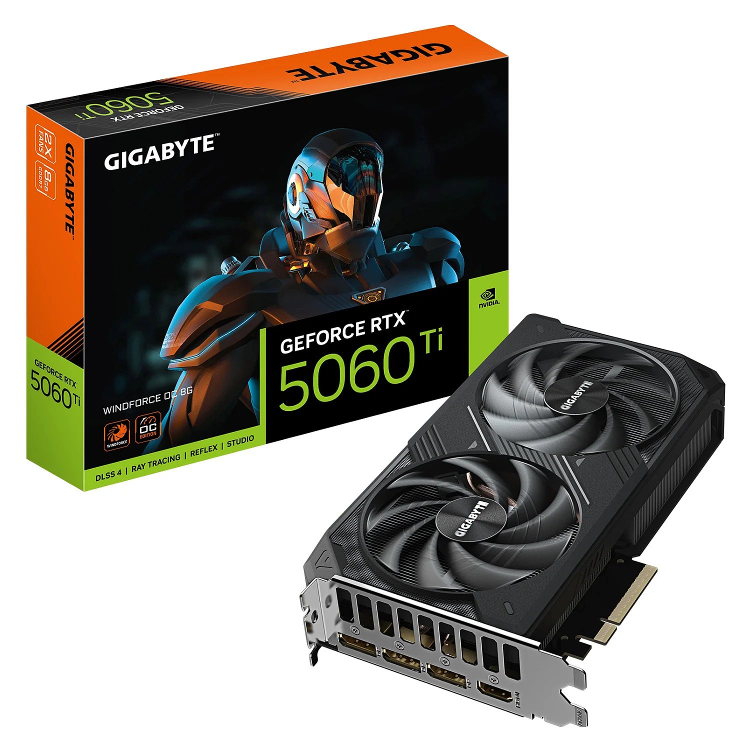 GIGABYTE GeForce RTX 5060 Ti WINDFORCE OC 8G Grafikkarte   8 GB GDDR7  128 Bit  PCI E 5 0  2587 MHz Kernfrequenz  3 x DisplayPort  1 x HDMI  GV N506TWF2OC 8GD PC-Komponenten