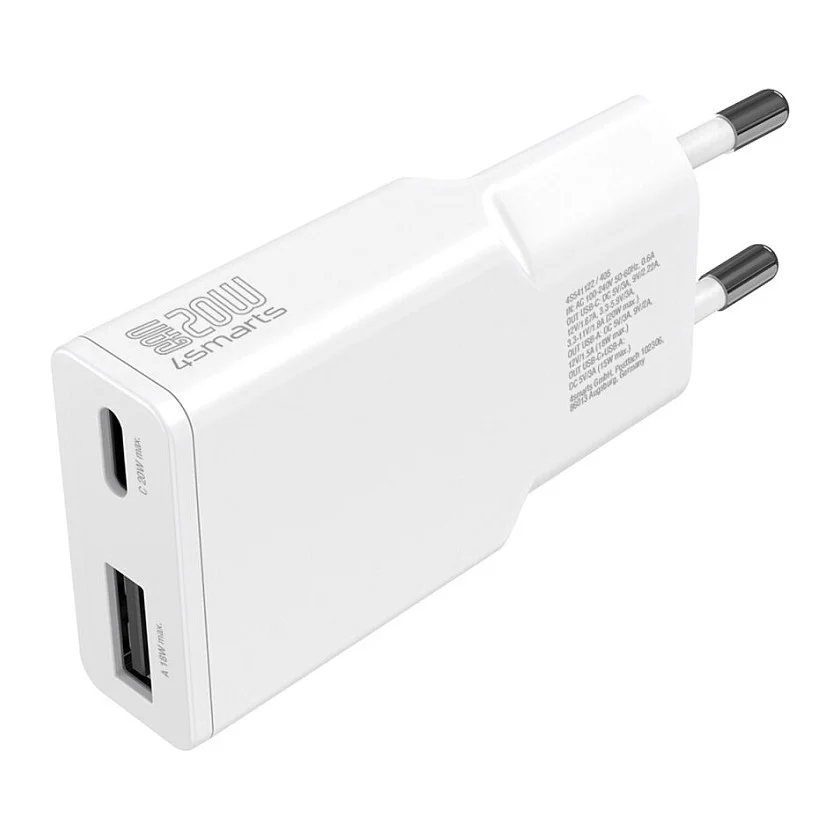 4SMARTS Ladegert PDPlug Duos Slim 20W GaN USB C A USB C Kabel Notebook & Tablet Zubehoer