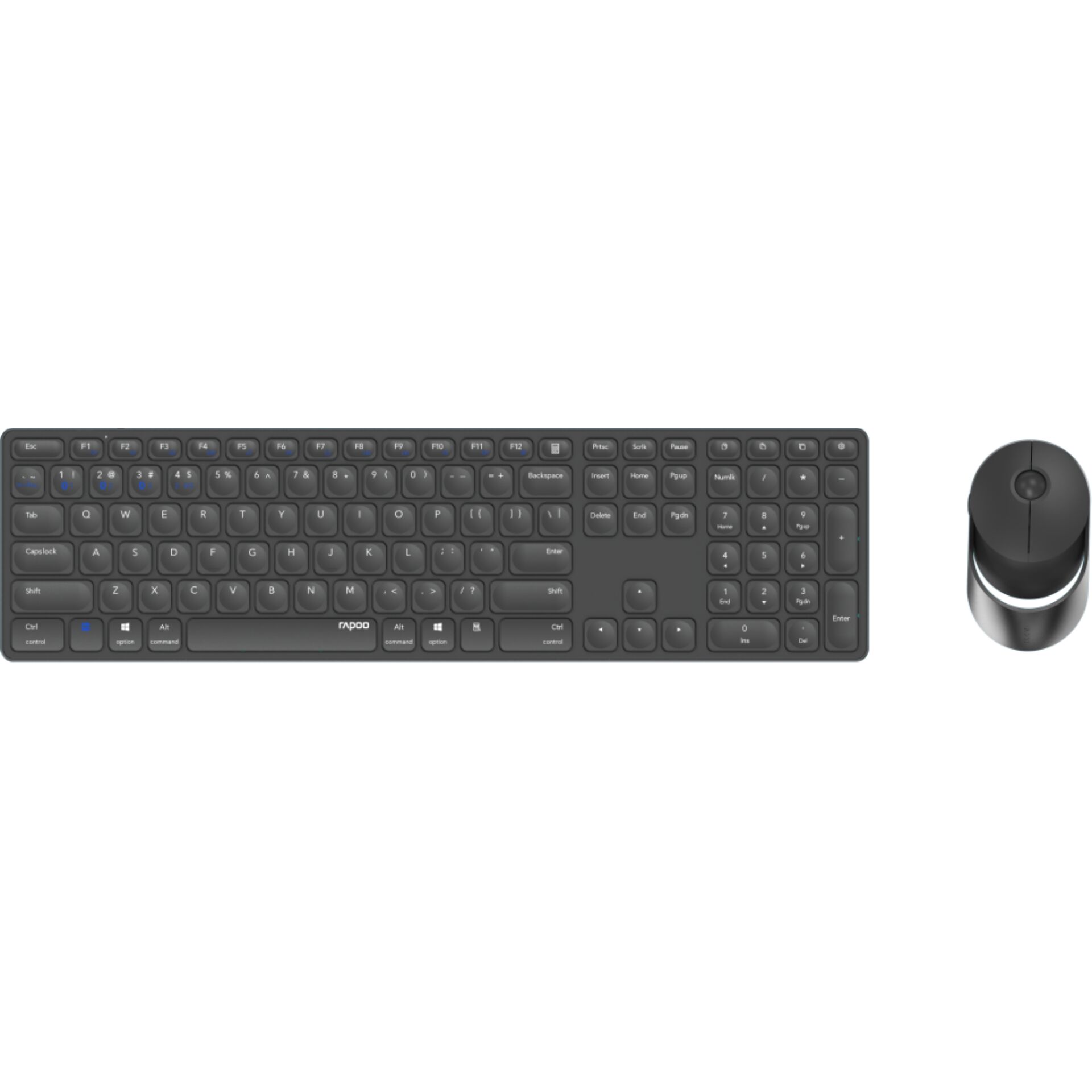 Rapoo 9850M Dunkelgrau QWERTZ Kabelloses Multi Mode Deskset Tastaturen & Maeuse