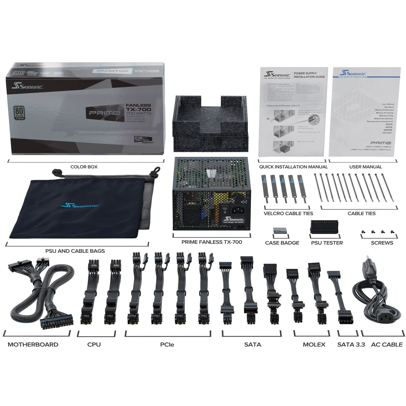 Sea Sonic 700W Seasonic PRIME TX Fanless 80  Titanium Netzwerk