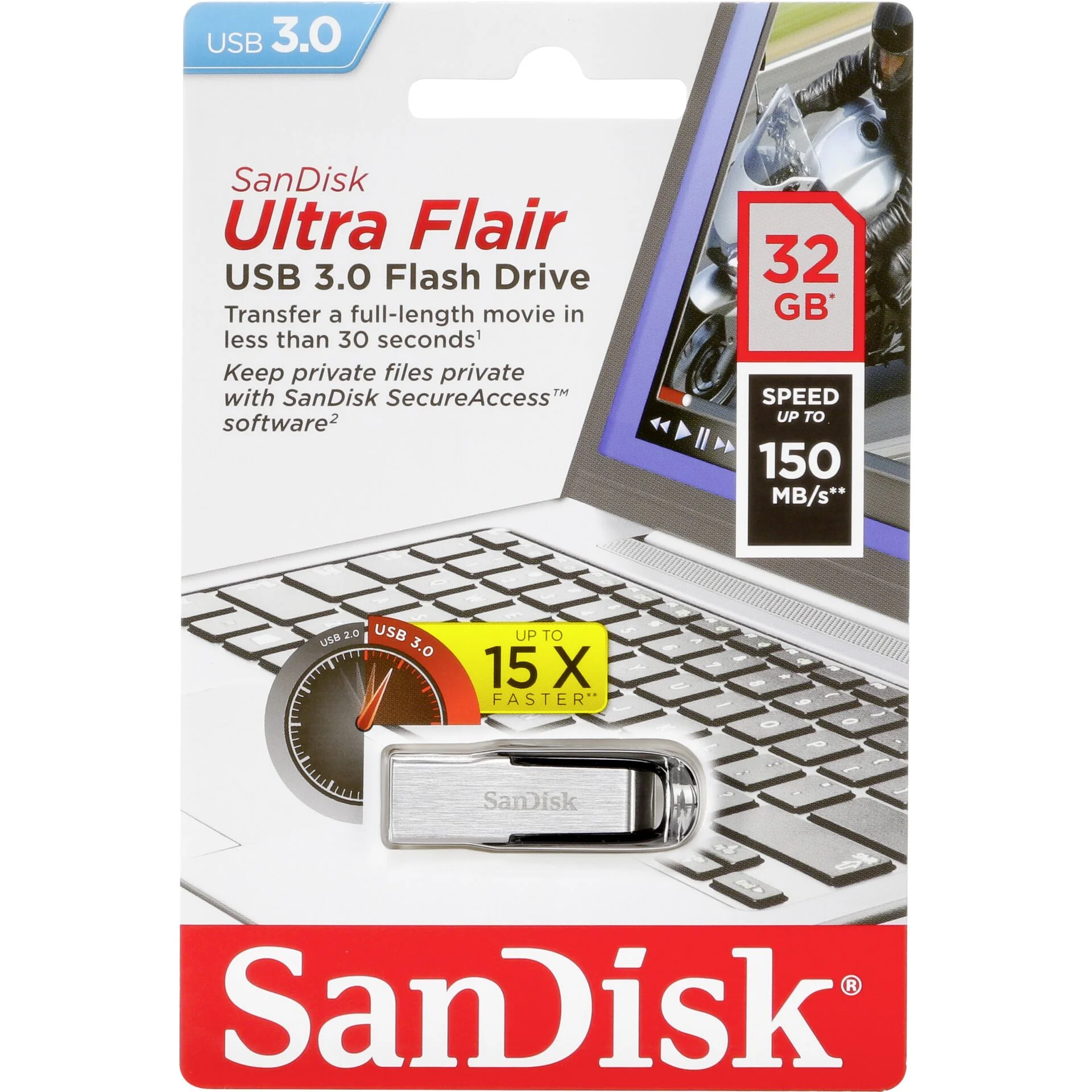 SanDisk stick 32gb usb 3 0 ultra flair silver Speichermedien