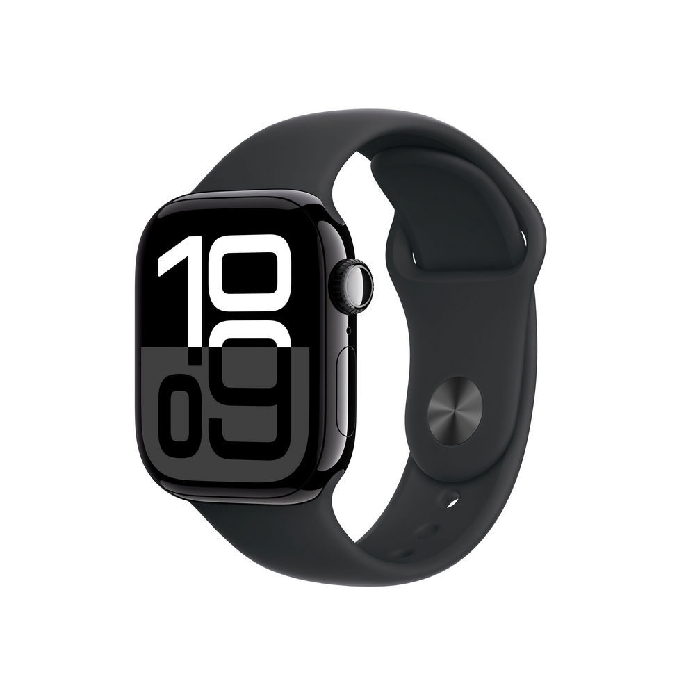 Apple Watch Series 10 Alu 42mm  Diamantschwarz  Sportarmband schwarz  S M Smartwatches & Fitnesstracker
