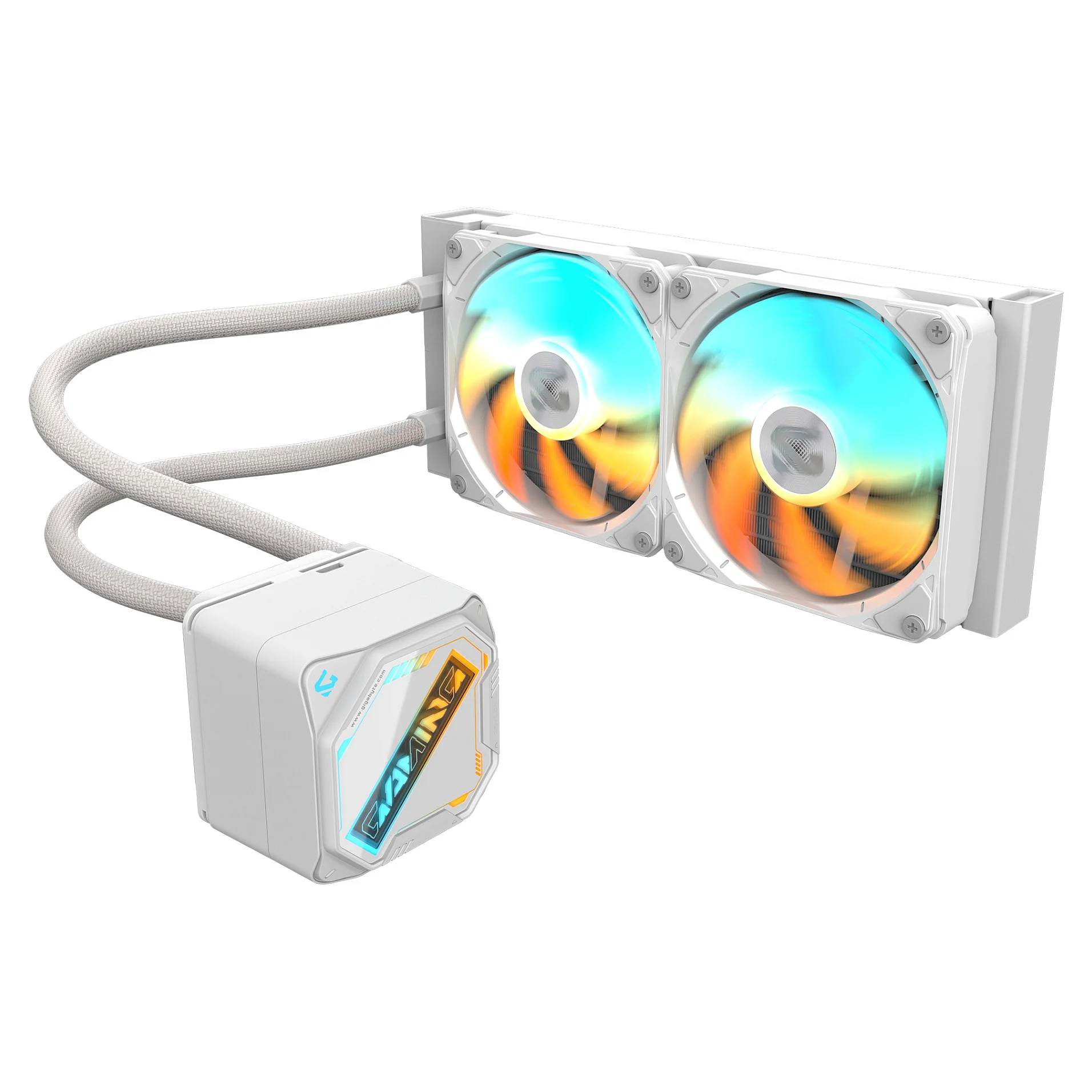 GIGABYTE GAMING 240 ICE Fluessigkeitskuehler fuer CPU   2x120mm ARGB Luefter  Schiebe Verriegelungsmechanismus  DAISY CHAIN  Kompatibel mit Intel LGA 1851 und AMD AM5 PC-Komponenten