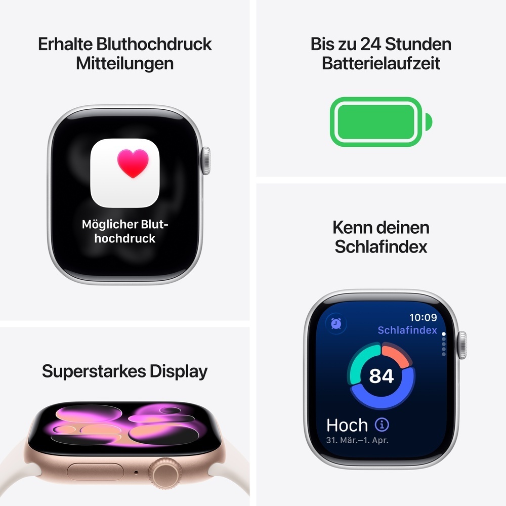 Apple Watch S11 Aluminium 46mm Silber  Sportarmband nebelviolett  S M Smartwatches & Fitnesstracker