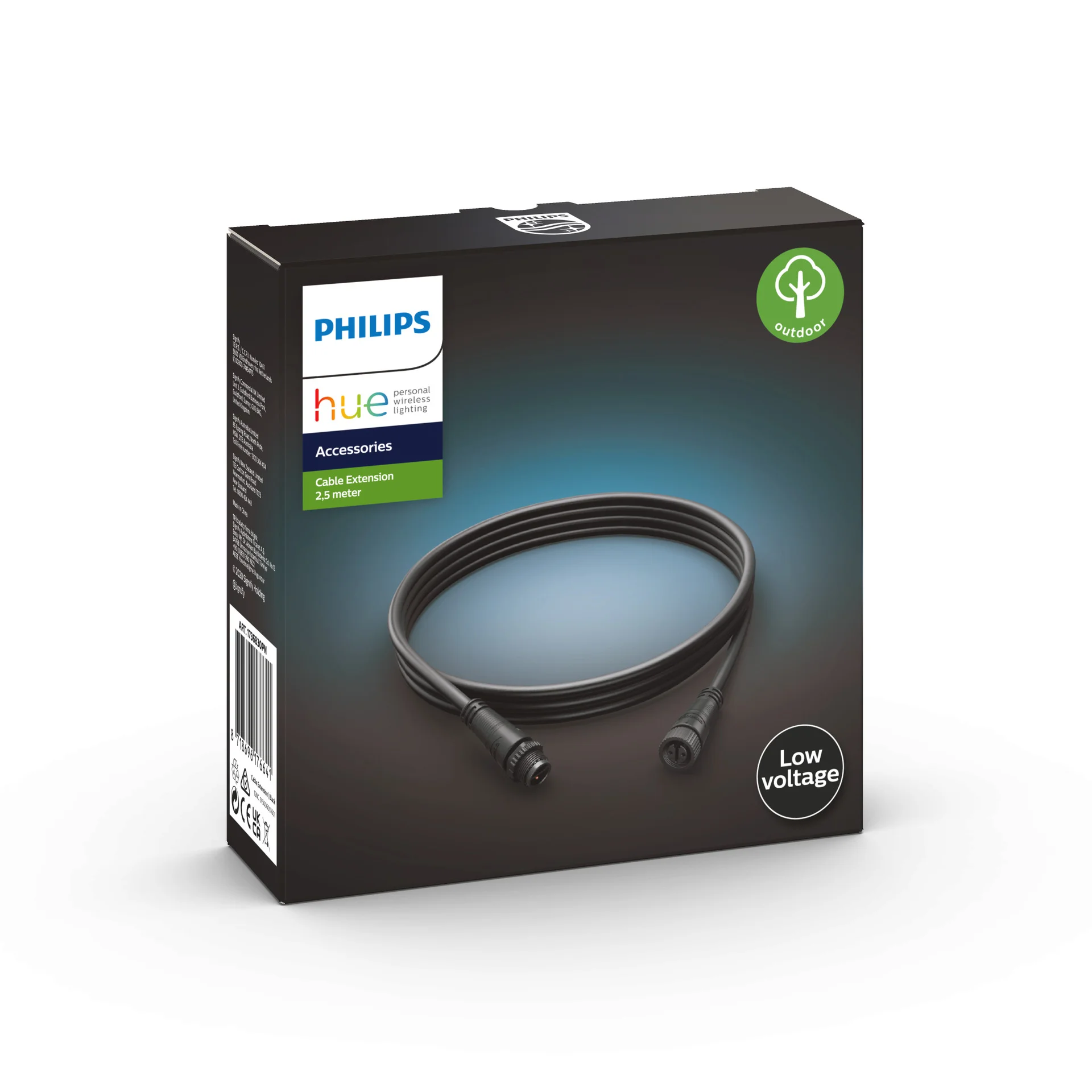 Philips Verlaengerungskabel Outdoor 2 5m schwarz Smart Home
