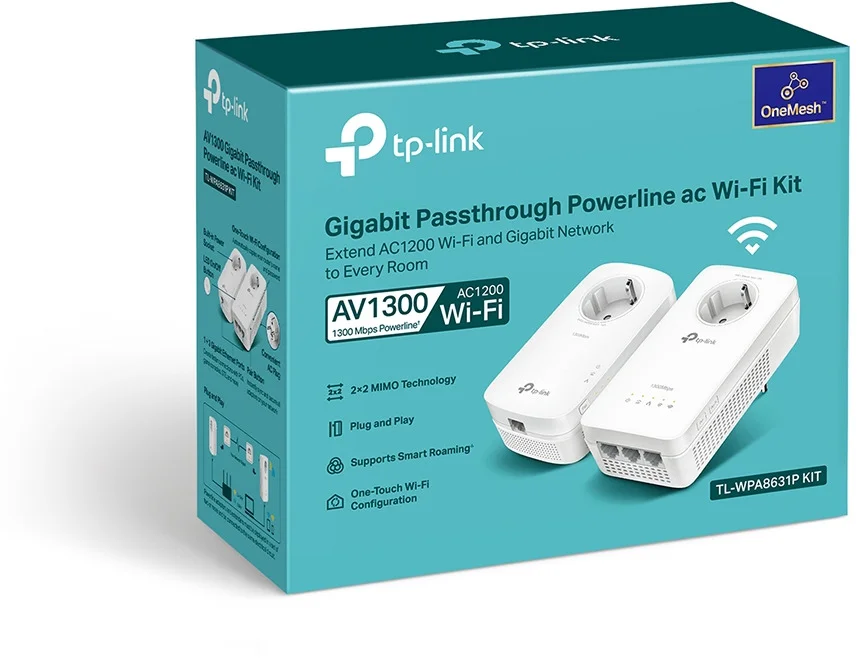 TP Link AV1300 AC1200 Gigabit WLAN Powerline KIT mit Steckdose