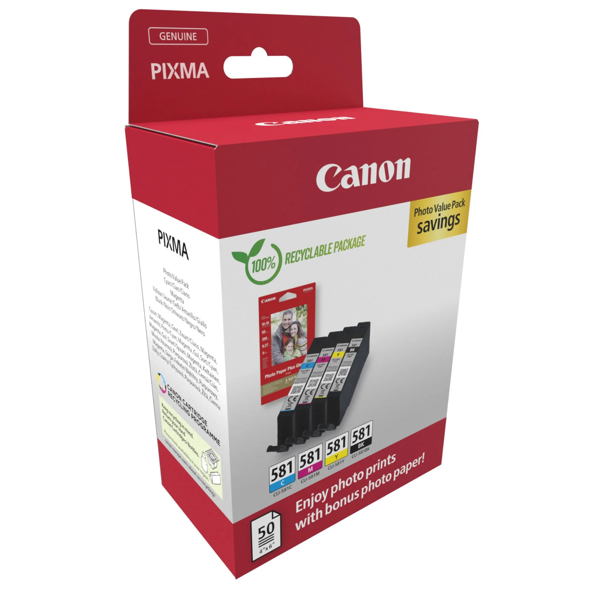 Canon CLI 581 BK C M Y Photo Value Pack Drucker & Scanner