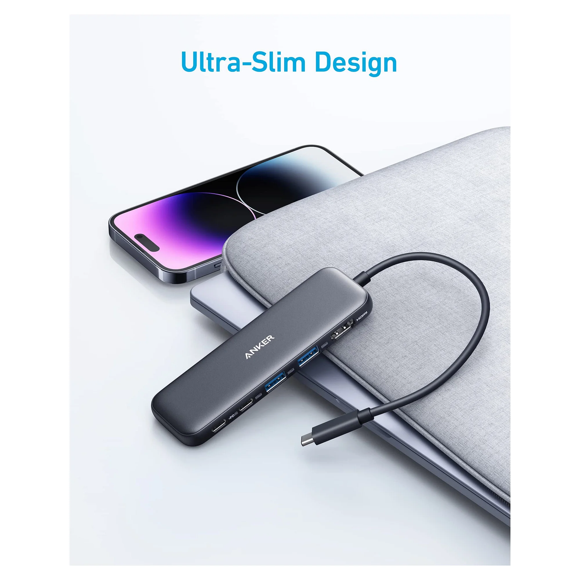 Anker USB C Hub  5 in 1  1 x 4K HDMI 2 x USB A 1 x USB C 1 x USB C PD 100W Akkus Powerbanks & Kabel