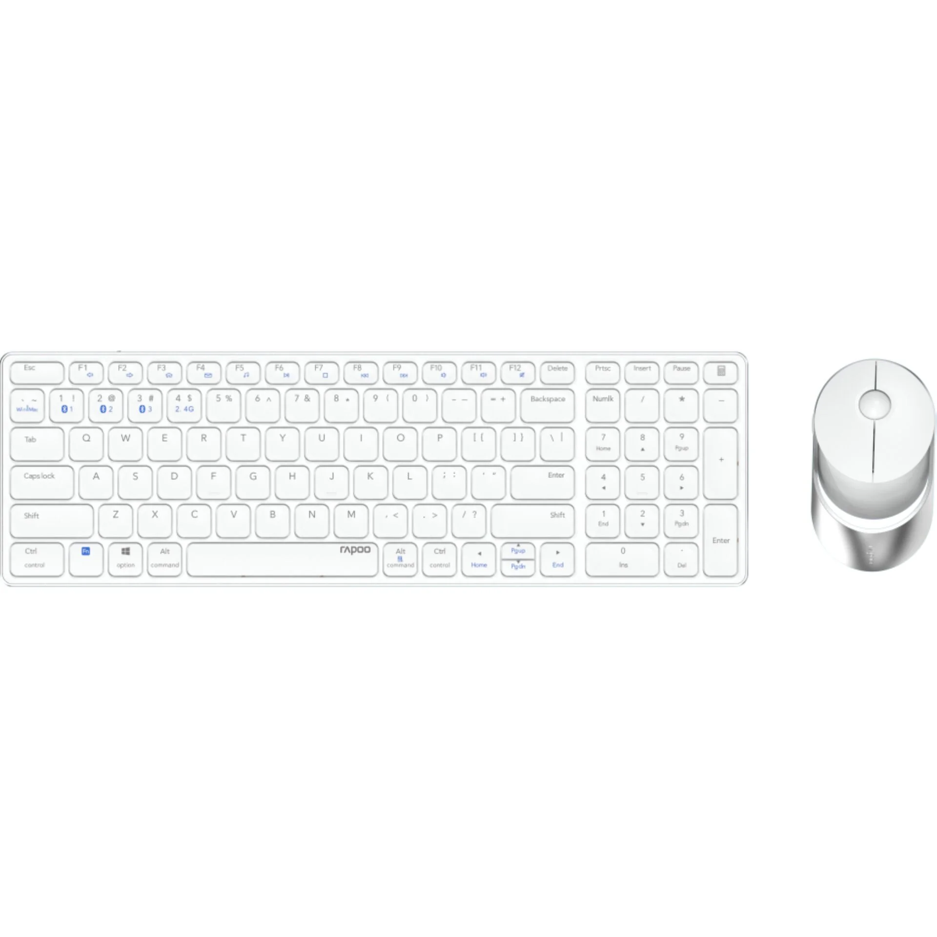 Rapoo 9750M Weiss QWERTZ Kabelloses Multi Mode Deskset Tastaturen & Maeuse