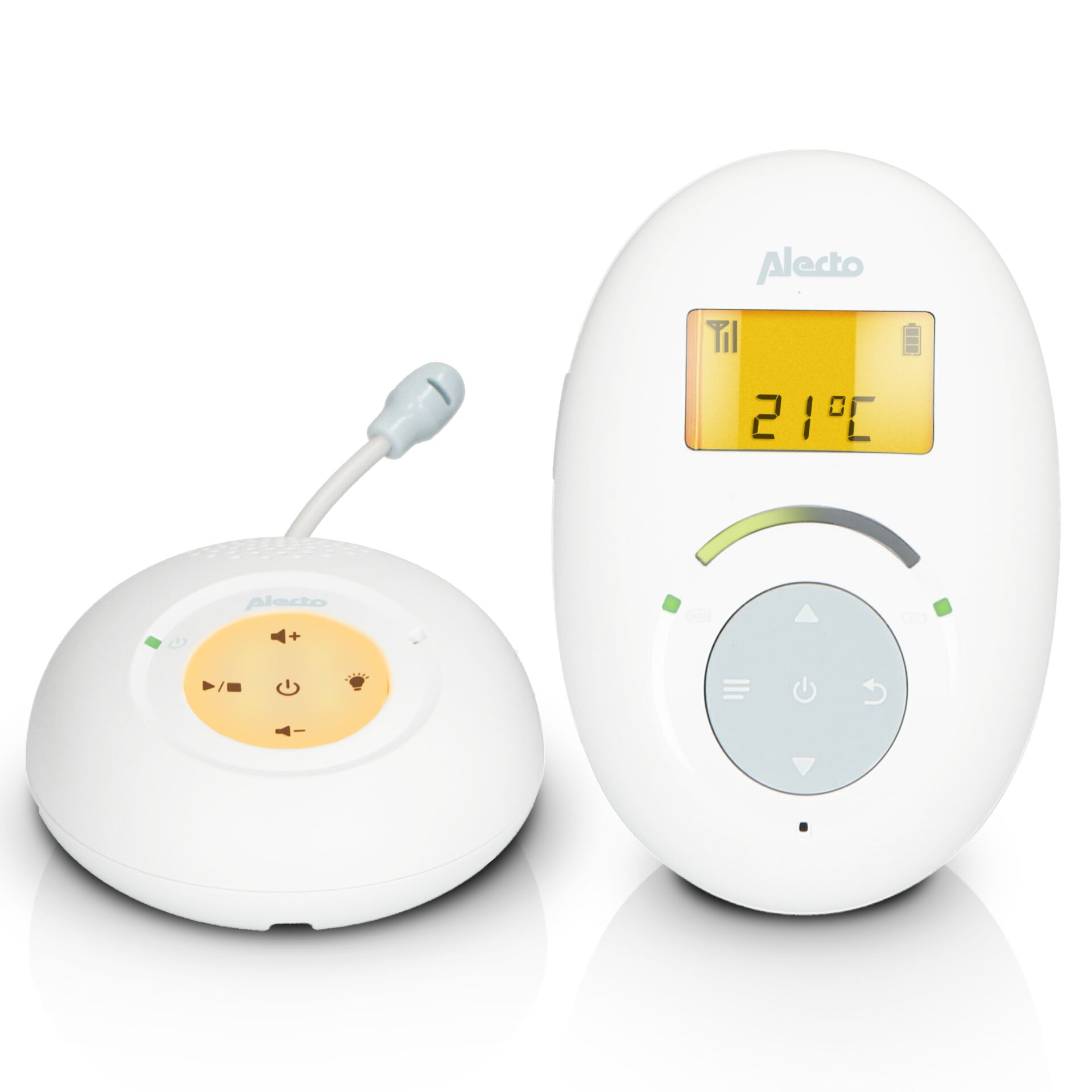 Alecto DECT Babyphone mit Full ECO Modus und Display  weiss bla Geschenke zur Geburt/Taufe