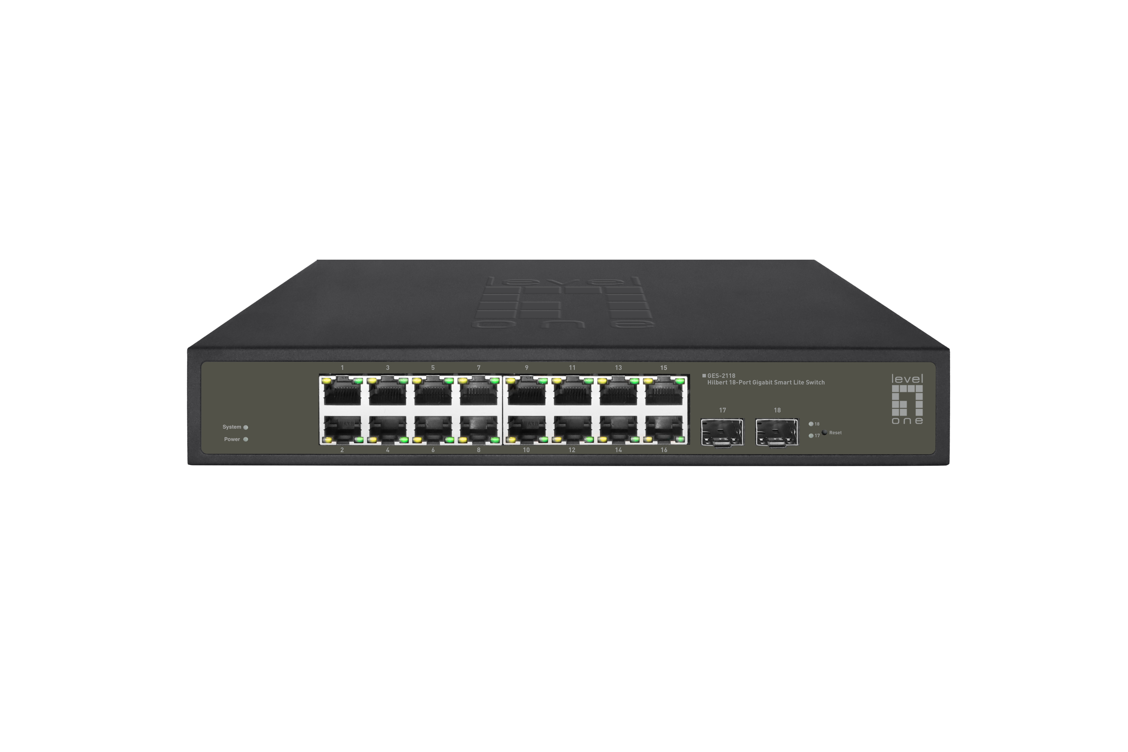LevelOne Hilbert 18 Port Gigabit Smart Lite Switch  16 x Gigabit RJ45  2 x Gigabit SFP Netzwerk