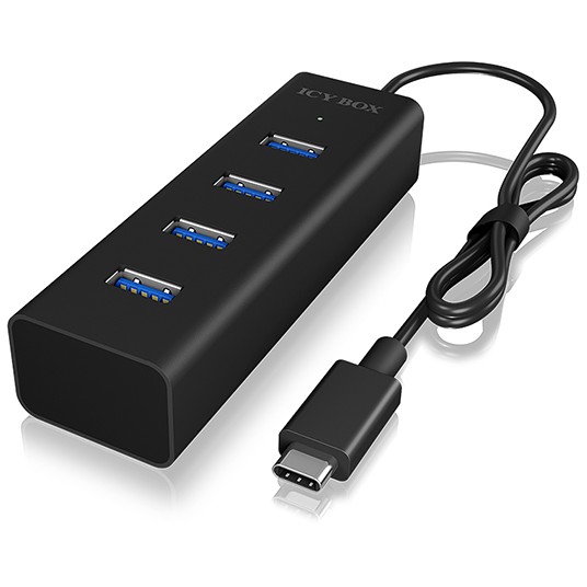 ICY BOX IB HUB1409 C3  Type C  zu 4 Port USB 3 2 Gen 1 Hub  Alu Gehaeuse PC-Zubehoer