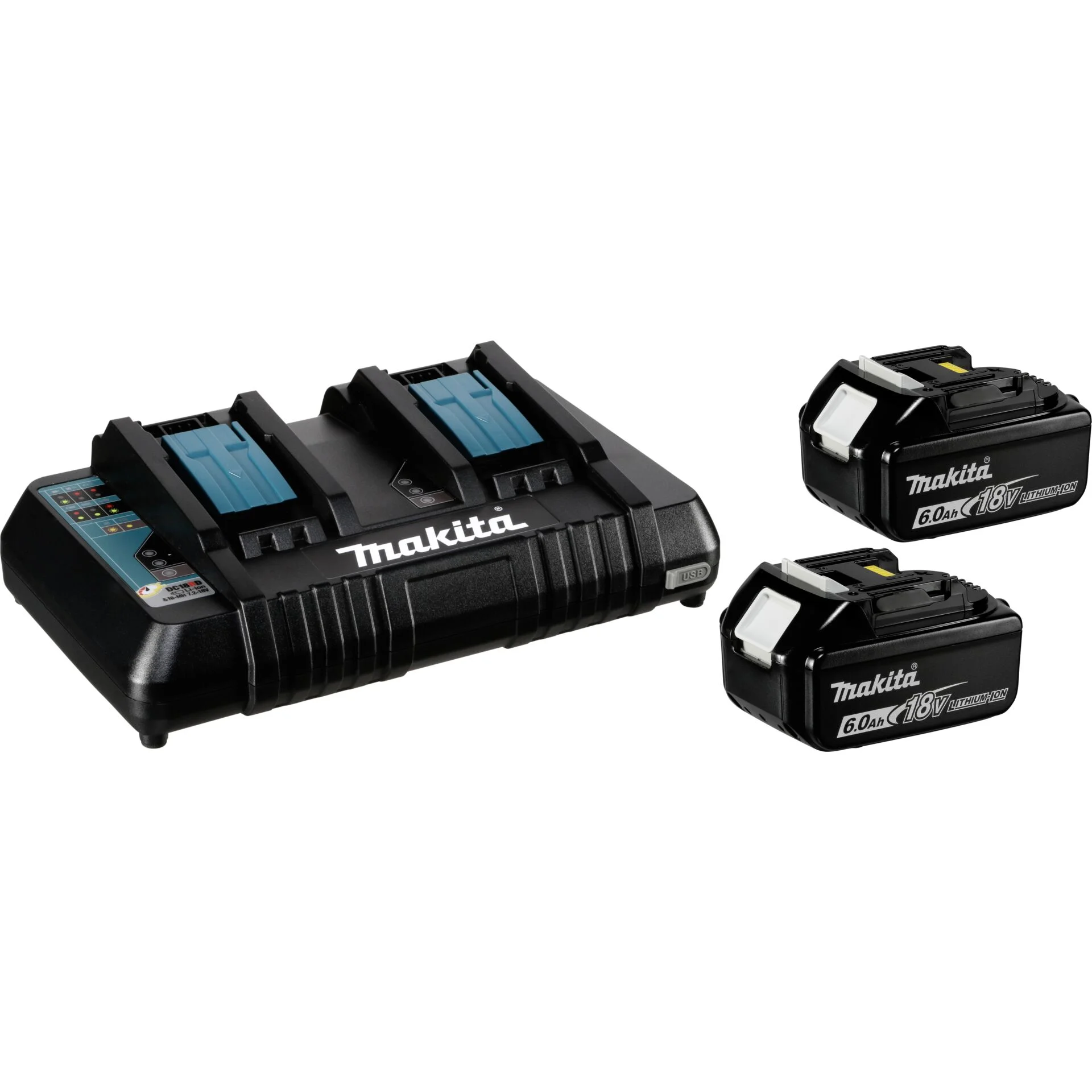 Makita Energy Kit 198077 8 2x BL1860B DC18RD Heimwerken Werkzeug-Akkus