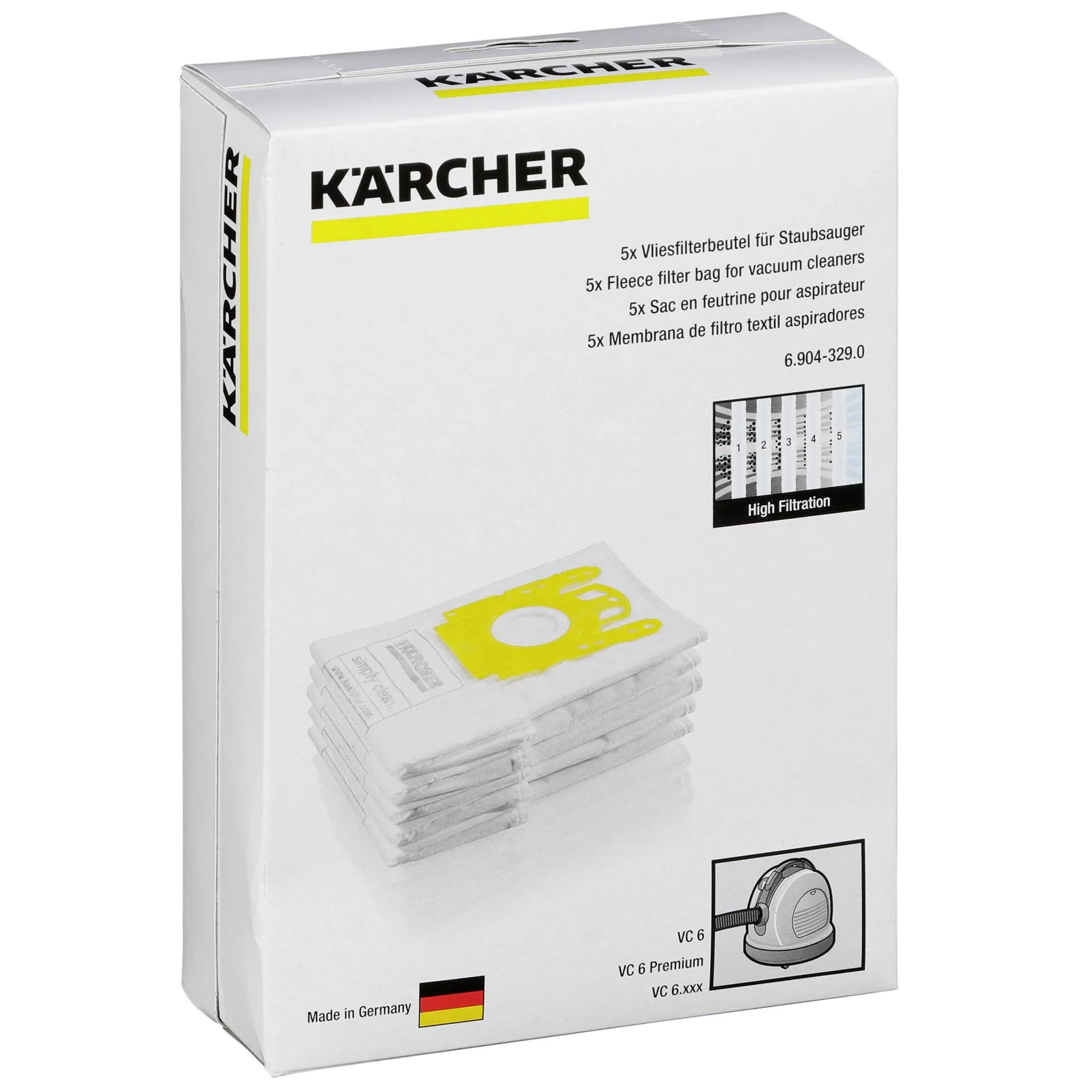 Kaercher Vliesfilterbeutelset VC 6 Zubehoer fuer Staubsauger & Reiniger
