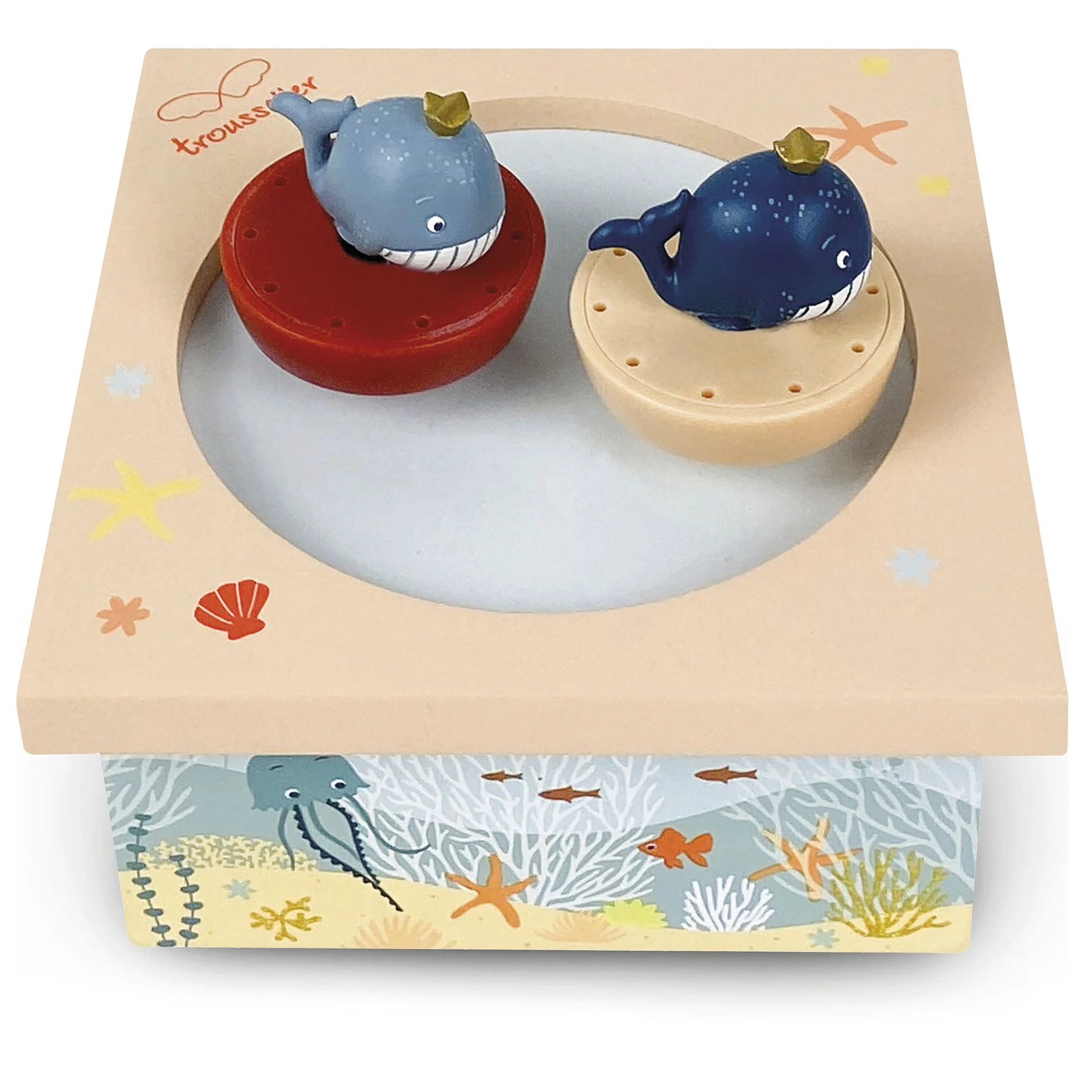 Trousselier Spieluhr mit tanzenden Walen  magnetisch Spielfiguren