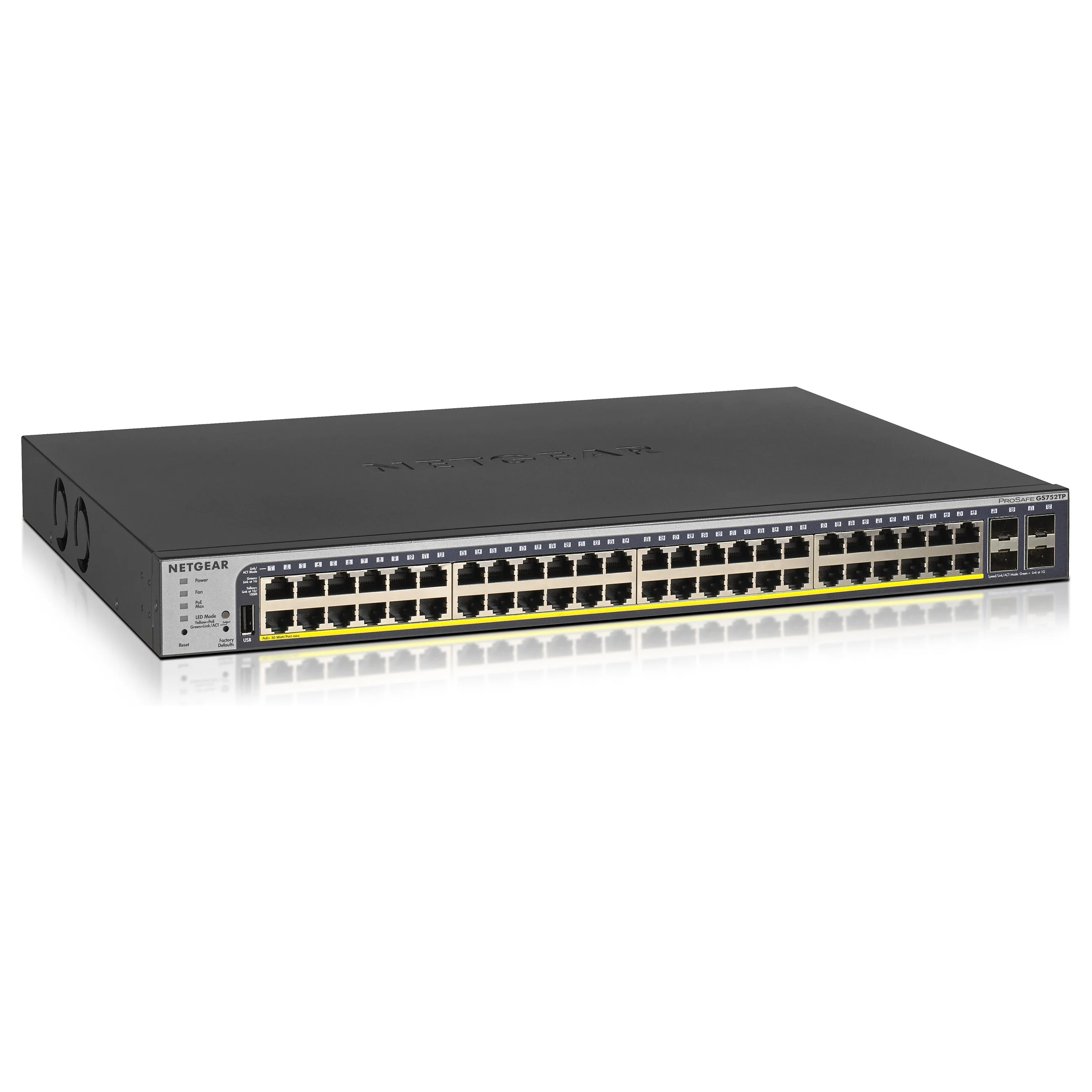 NETGEAR GS752TP Managed L2 L3 L4 Gigabit Ethernet  10 100 1000  Power over Ethernet  PoE  1U Schwarz Switches