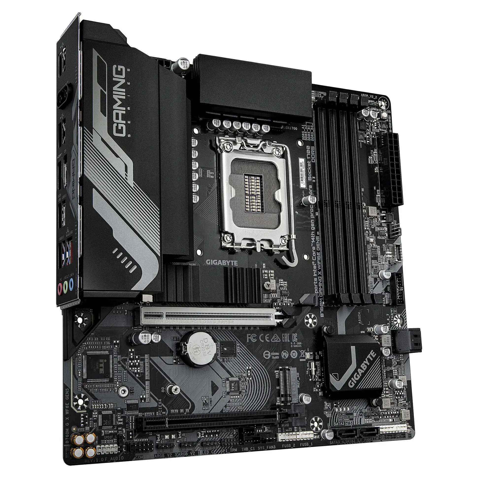 GIGABYTE B760M GAMING X WIFI6E GEN5 Mainboard   Unterstuetzt Intel Core Prozessoren der 14  Generation  8 1 1 Phasen VRM  bis zu 5600 MHz DDR5  2 x PCIe 4 0 M 2  Wi Fi 6E  2 5 GbE LAN  USB 3 2 Gen 1 PC-Komponenten