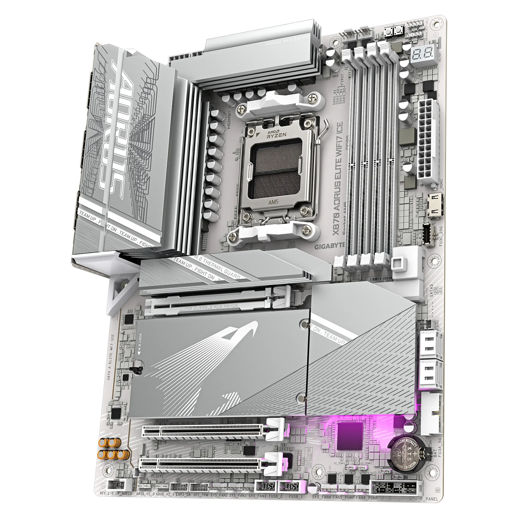 GIGABYTE X870 AORUS ELITE WIFI7 ICE Mainboard   Unterstuetzt AMD Ryzen 9000 CPUs  16 2 2 Phasen Digitales VRM  bis zu 8200MHz DDR5  OC   3xPCIe 5 0   1xPCIe 4 0  Wi Fi 7  2 5GbE LAN  USB 4 PC-Zubehoer