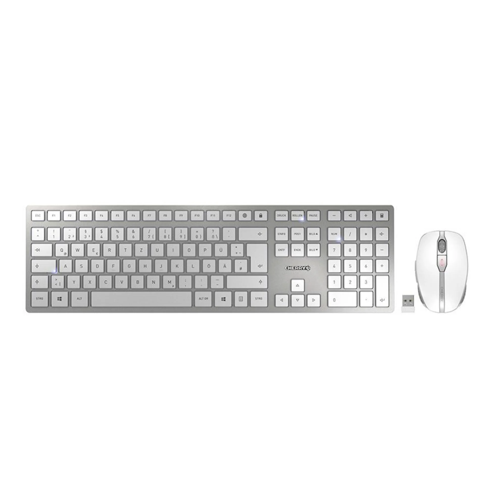 CHERRY DW 9100 SLIM Tastatur Maus enthalten Universal RF Wireless   Bluetooth QWERTZ Deutsch Silber Tastaturen & Maeuse