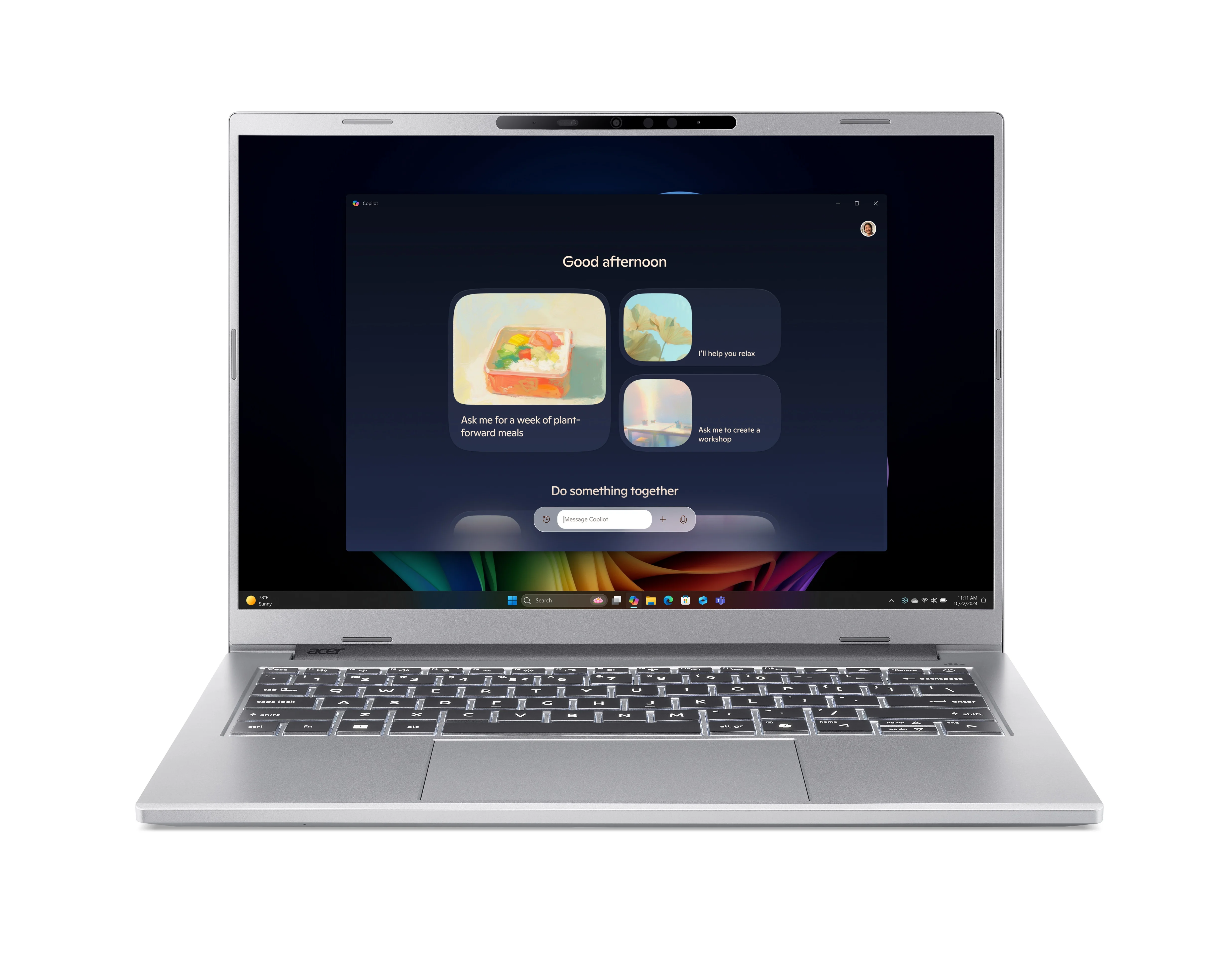 Acer Aspire 14 AI A14 61M R63L AMD Ryzen AI 7 PRO 350 Laptop 35 6 cm  14   WUXGA 32 GB LPDDR5x SDRAM 1 TB SSD Wi Fi 6E  802 11ax  Windows 11 Home Silber Notebooks & E-Book Reader