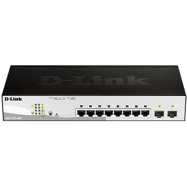 D Link DGS 1210 08P Managed Switch   8 Ports   PoE   Gigabit Ethernet   Schwarz Switches