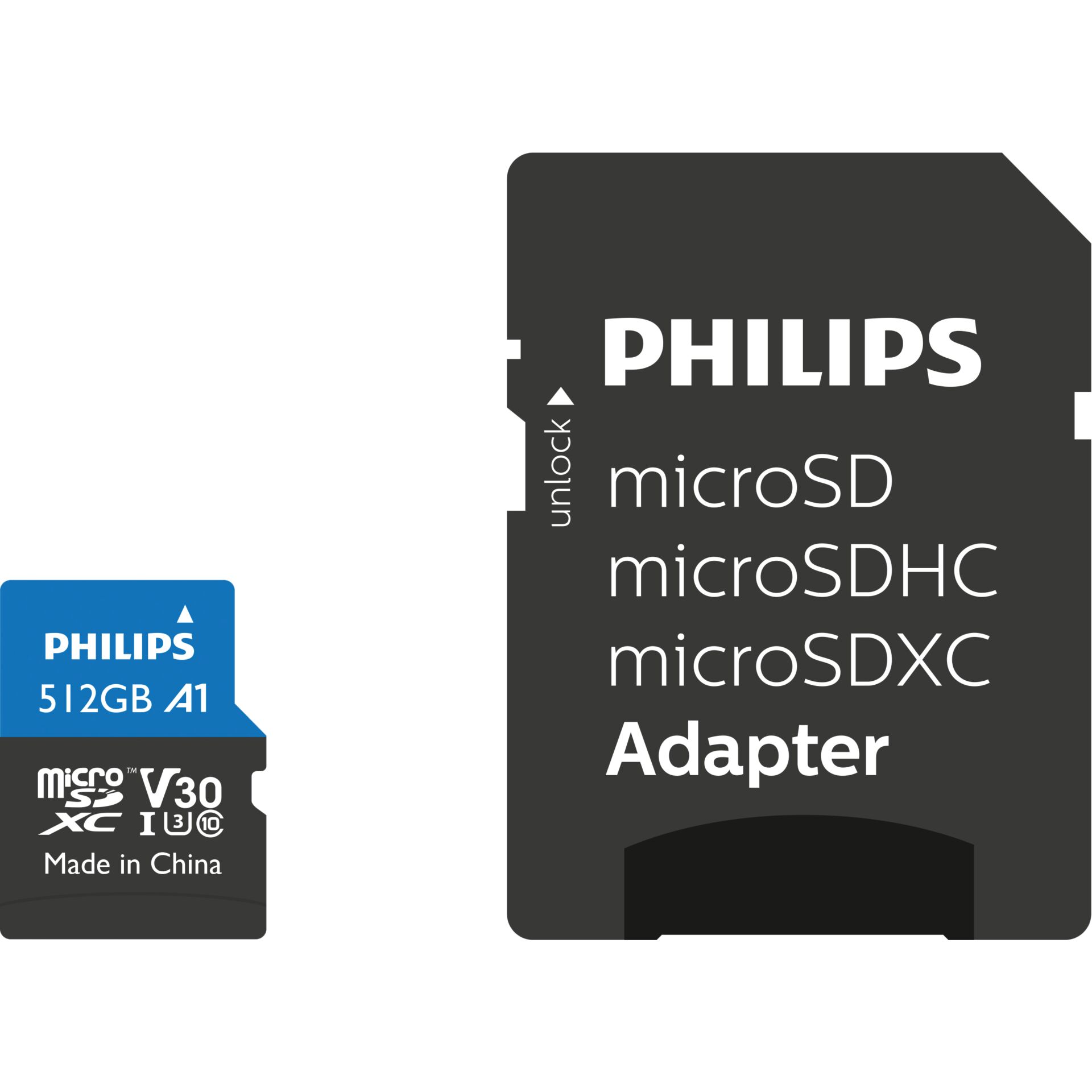 Philips FM51MP65B 00 Speicherkarte 512 GB MicroSDHC UHS I Klasse 10 Speichermedien