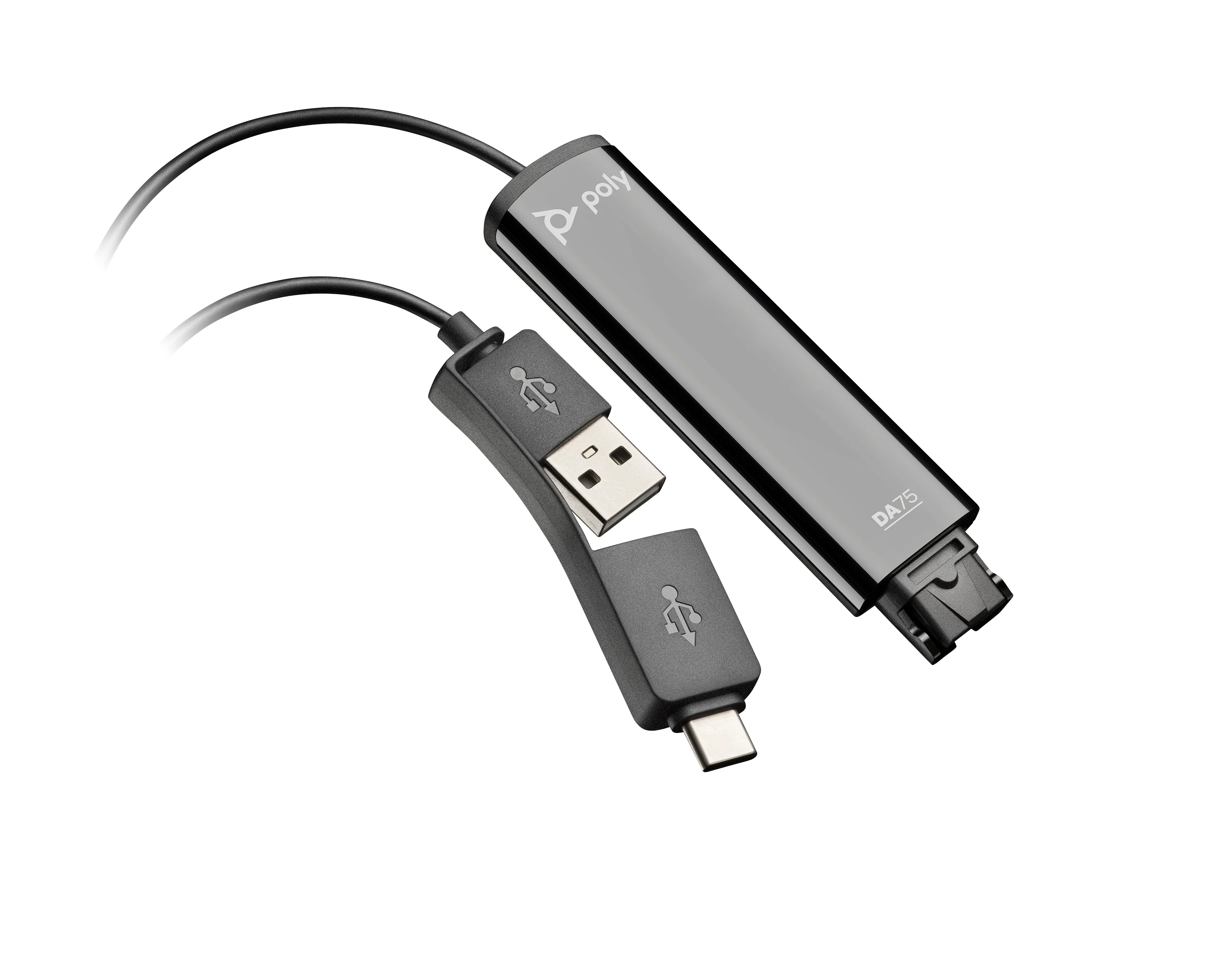 HP Poly DA75 Wideband QD auf USB Adapter  USB A   USB C  PC-Zubehoer