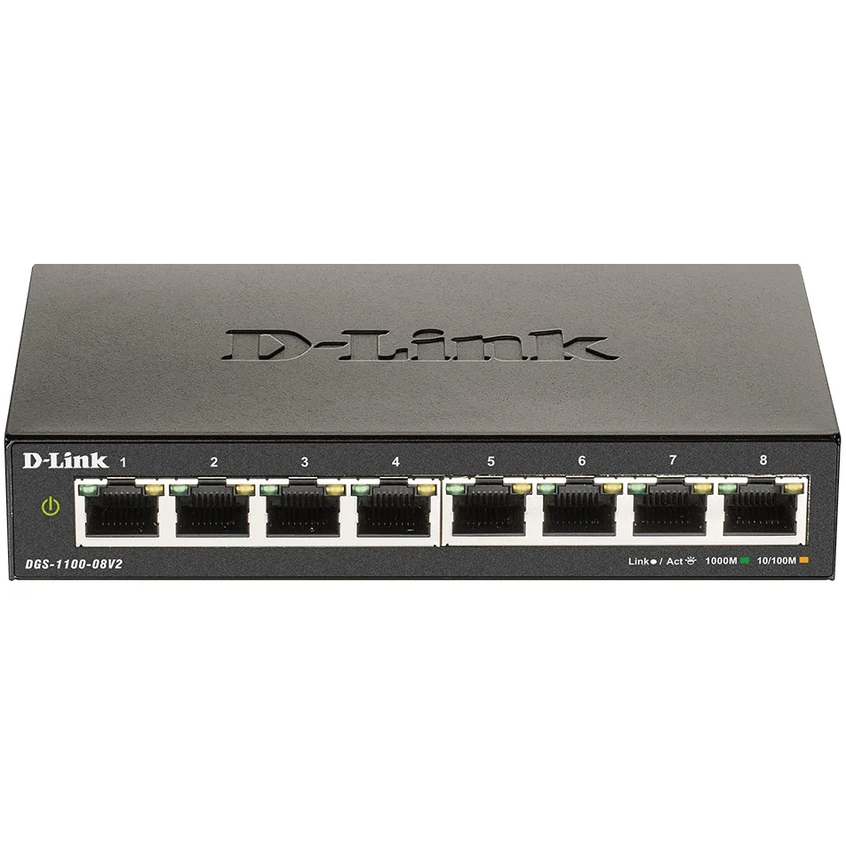 D Link DGS 1100 08V2 Managed Switch   8 Gigabit Ethernet Ports   L2   Schwarz Switches