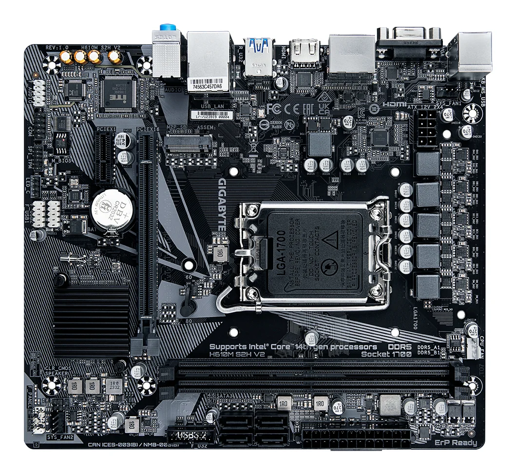 GIGABYTE H610M S2H V2 Motherboard   Unterstuetzt Intel Core 14  Generation CPUs  4 1 1 Hybrid Phasen Digital VRM  bis zu 5600MHz DDR5  1xPCIe 3 0 M 2  GbE LAN  USB 3 2 Gen 1 PC-Zubehoer