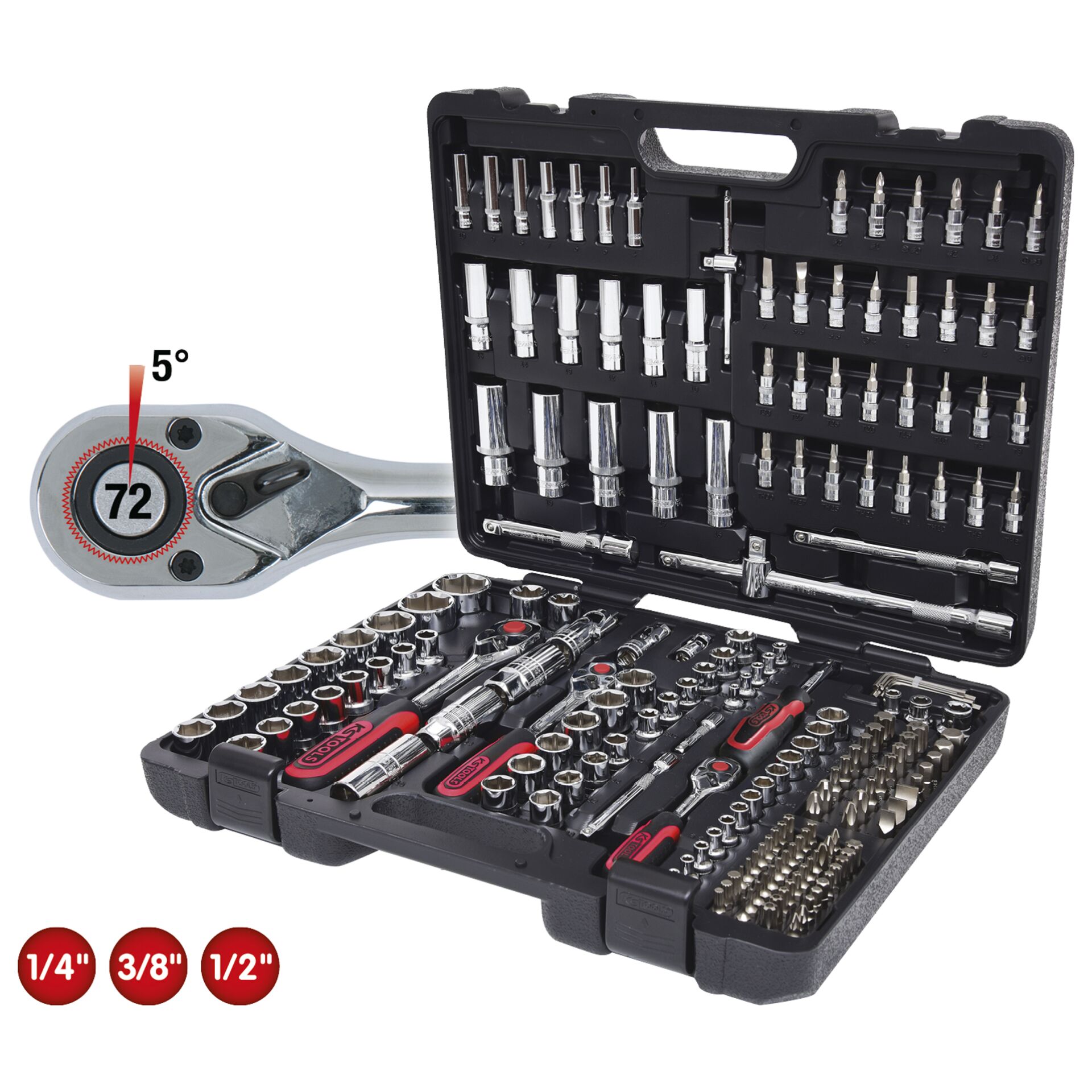 KS Tools 1 4  3 8  1 2 195tlg CHROMEplus Steckschl  Satz Werkzeugsets
