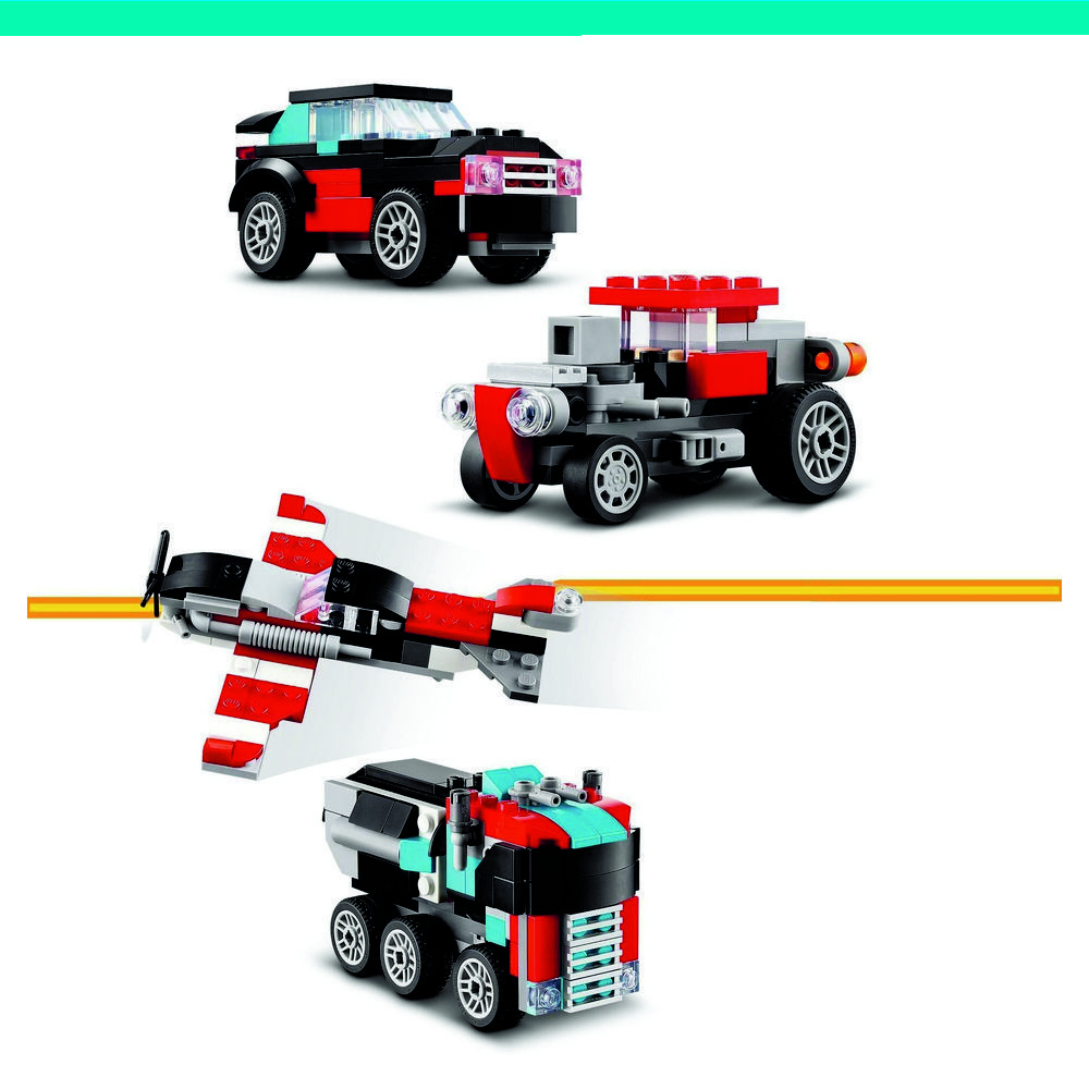 LEGO Bauspielzeug  Tieflader mit Hubschrauber Creator Spielwaren