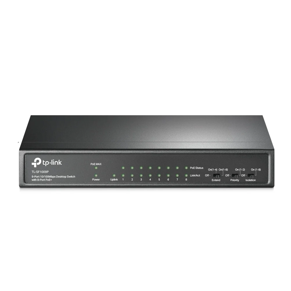 TP Link 9 Port 10 100Mbit s Desktop Switch mit 8 PoE  Ports Switches
