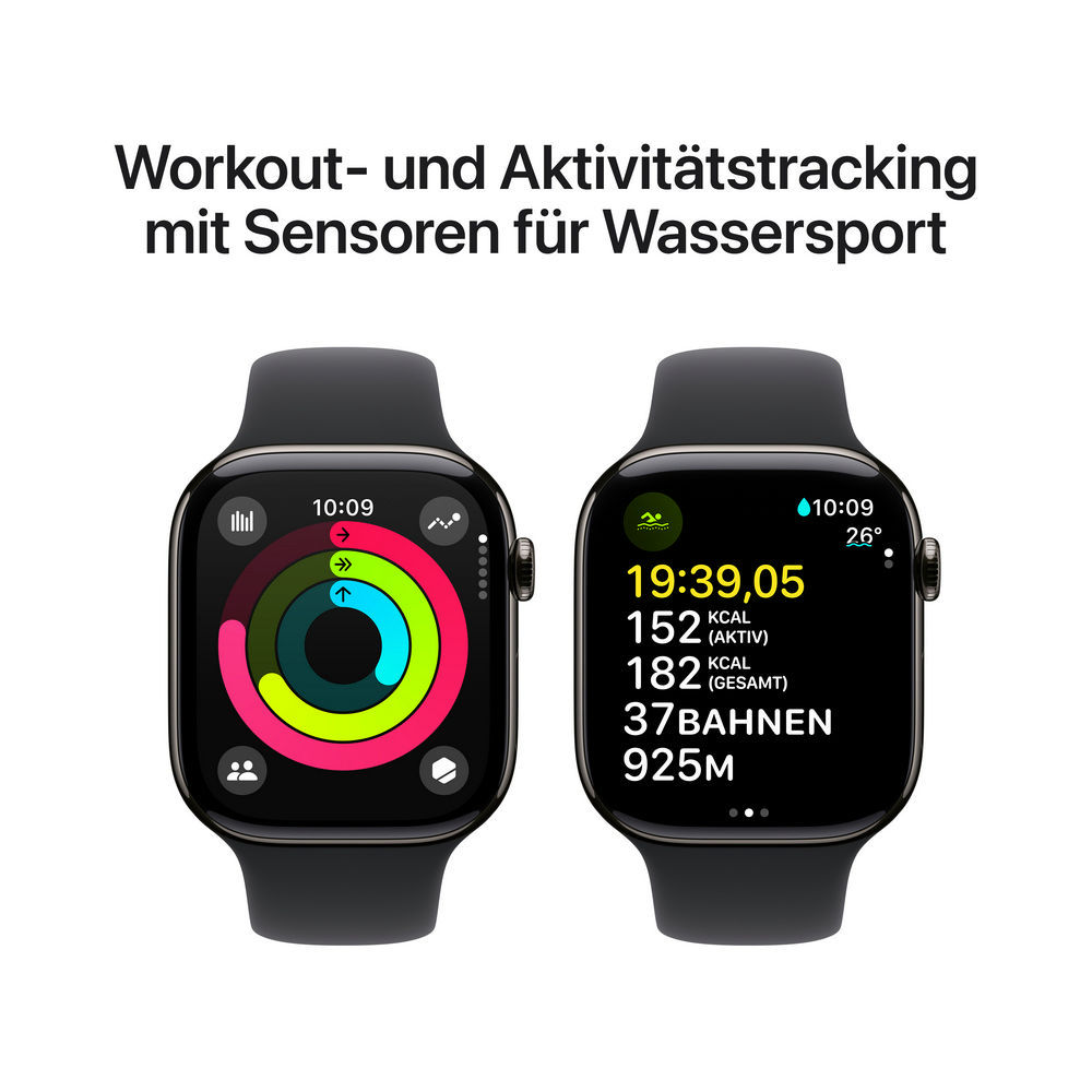 Apple Watch Series 10 Cellular Titan Schiefer 46mm  Sportarmband schwarz  M L Smartwatches & Fitnesstracker