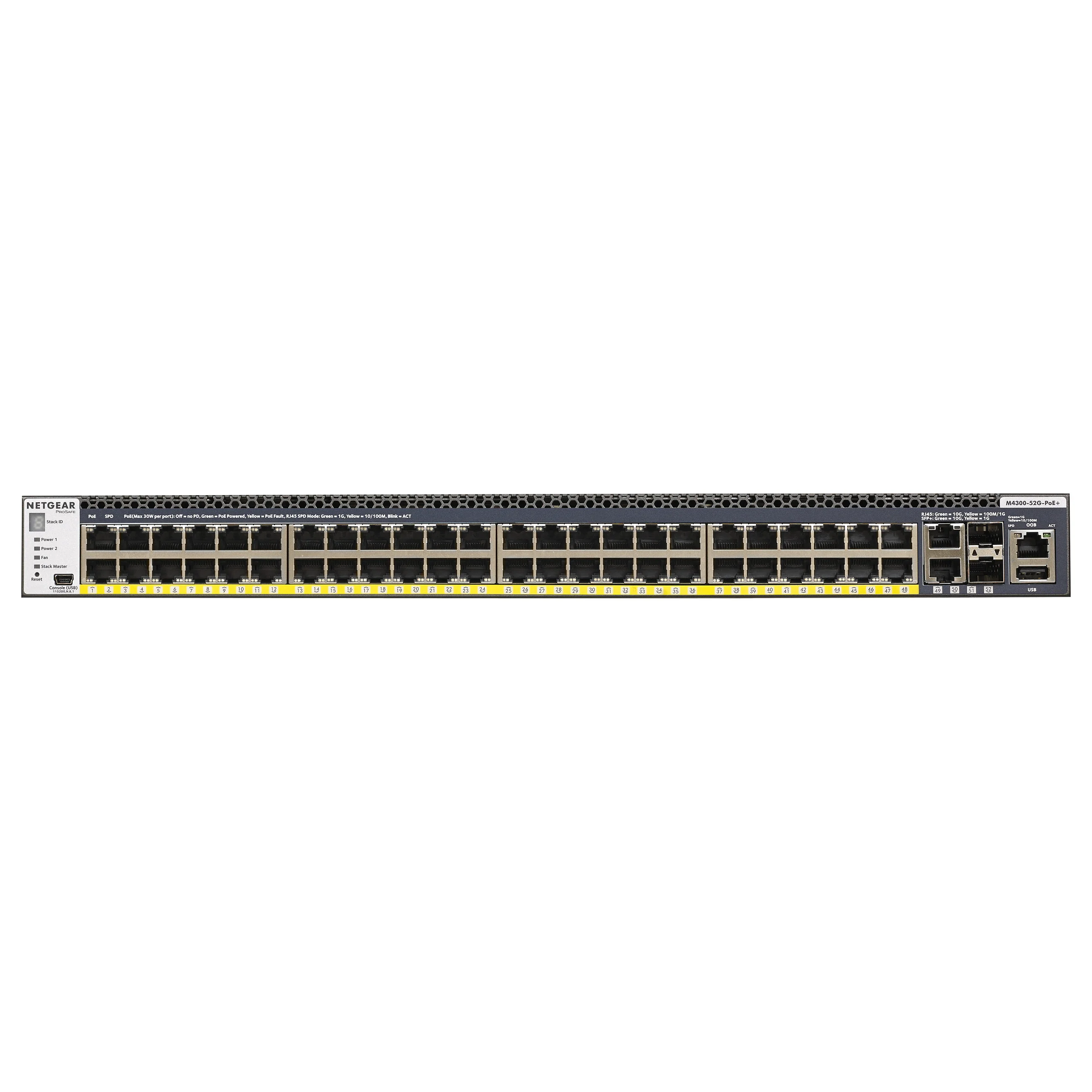 NETGEAR M4300 52G PoE  550W PSU Managed L2 L3 L4 Gigabit Ethernet  10 100 1000  Power over Ethernet  PoE  1U Schwarz Switches