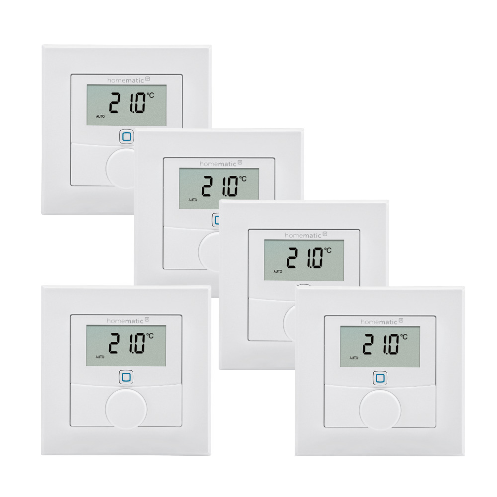 eQ 3 Homematic IP Wandthermostat m  Luftfeuchtigkeitssensor 5er Set Wandthermostate Heizungssteuerung