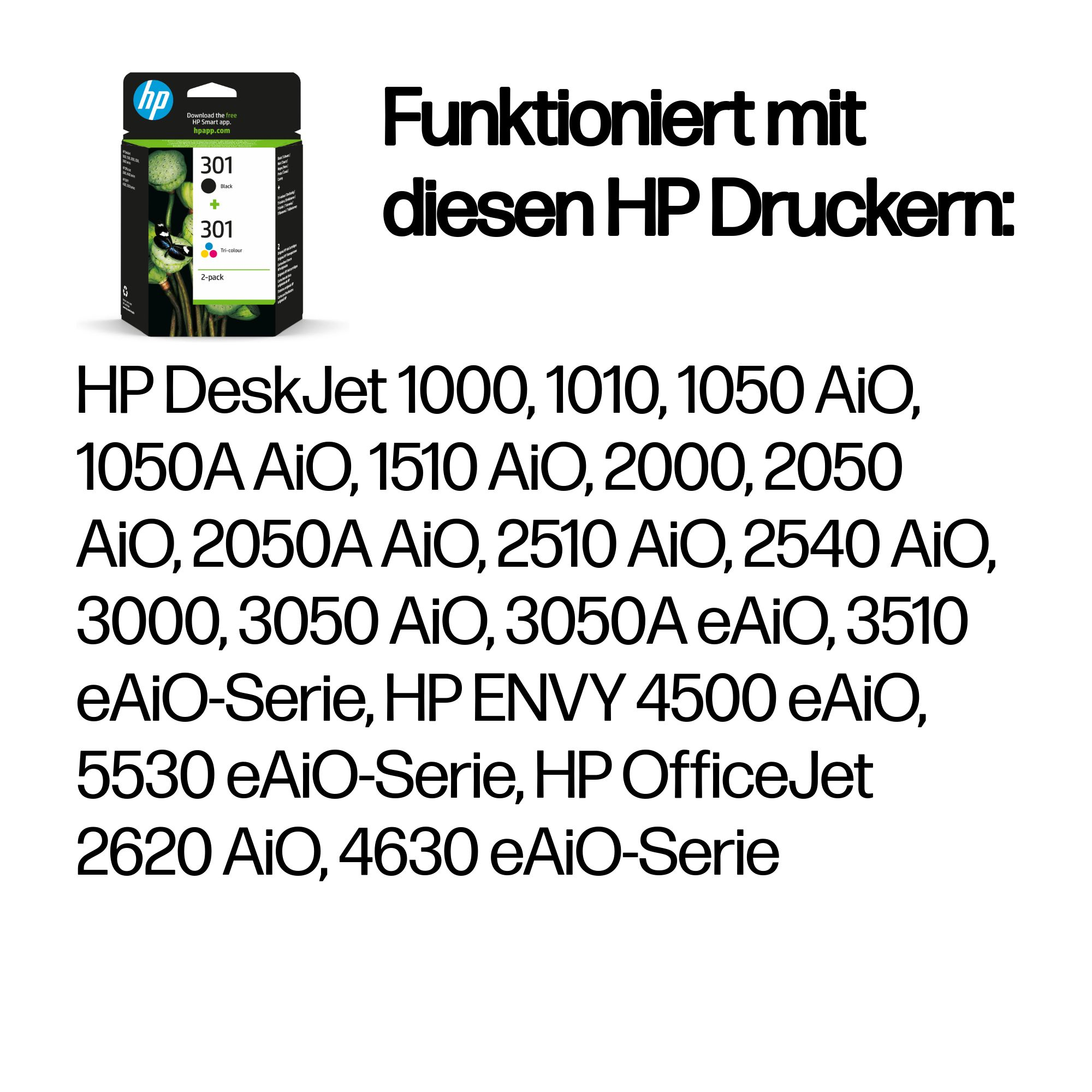 Hewlett Packard HP N9J72AE Combo 2 Pack BK Color No  301 Drucker & Scanner