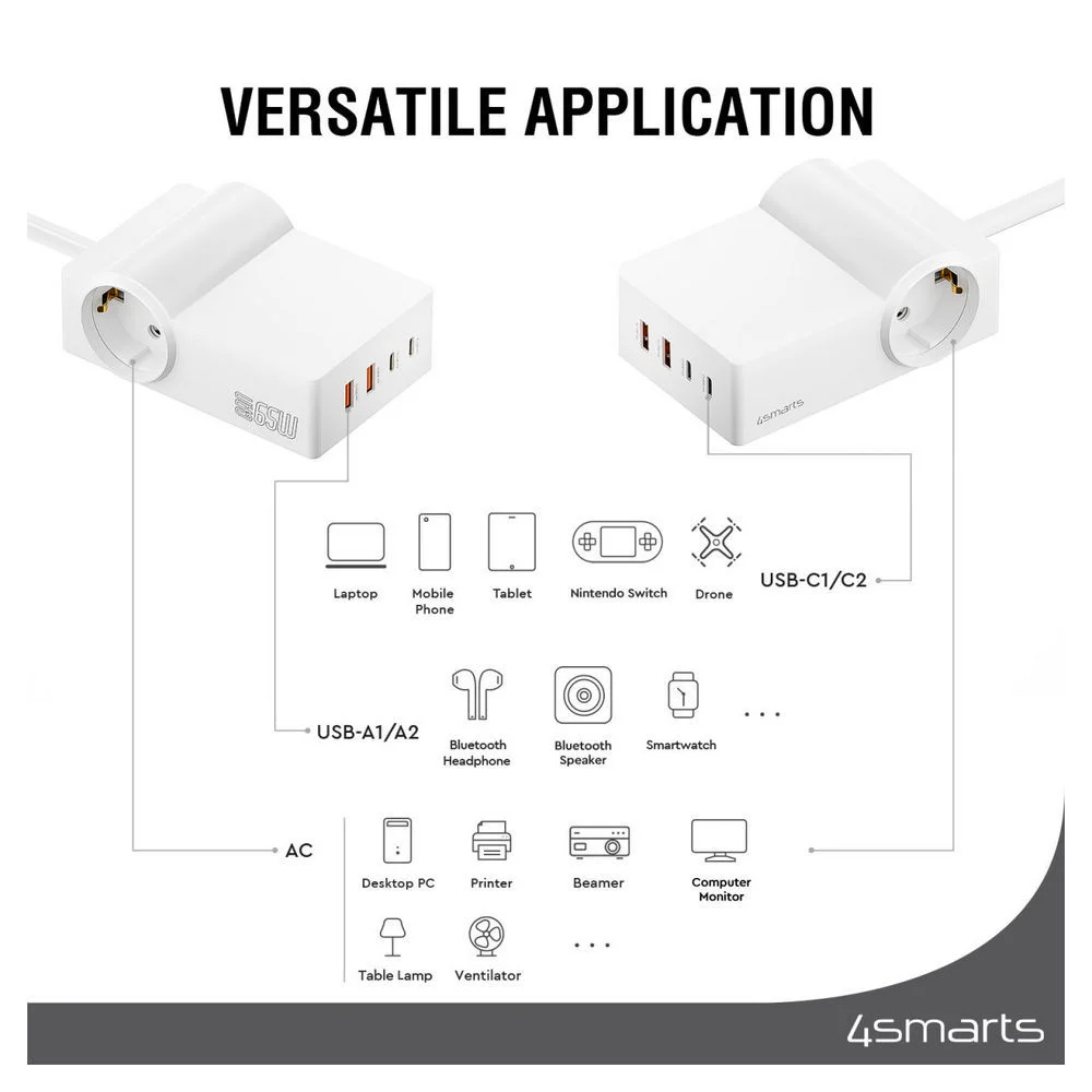 4SMARTS 6 in 1 Steckdosenleiste mit USB Home Office