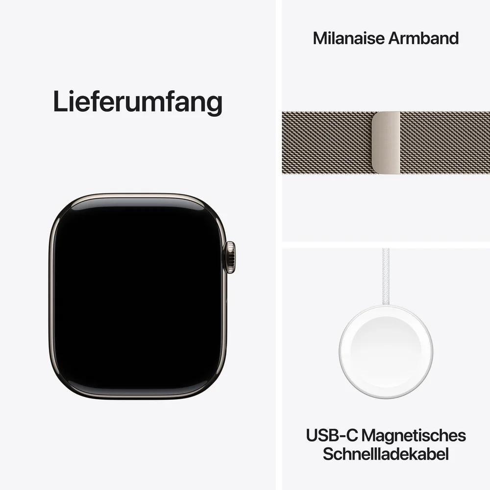 Apple Watch S11 Titan Natur Cellular 46mm  Milanaise Armband natur  S M Smartwatches & Fitnesstracker