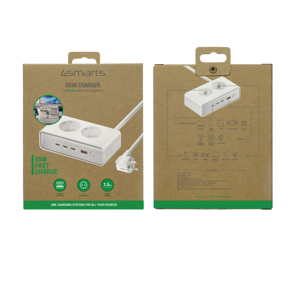 4SMARTS 6 in 1 Steckdosenleiste mit USB GaN 65W Home Office