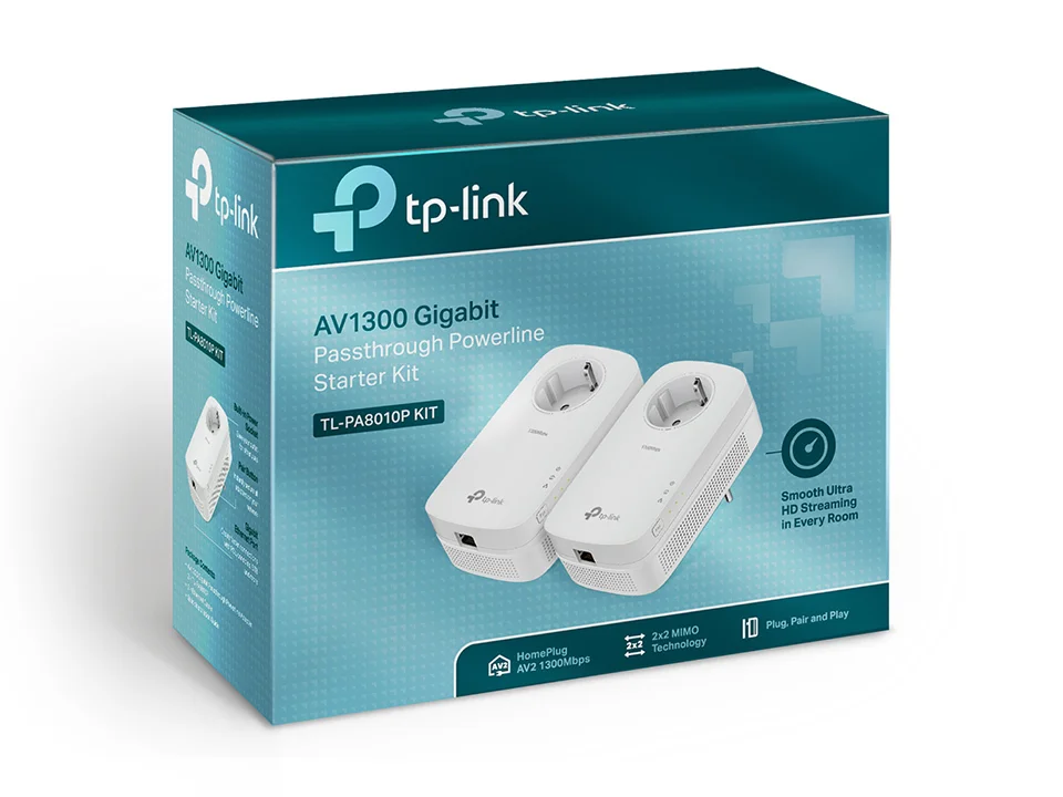 TP Link AV1300 Gigabit Powerline Adapter KIT mit Steckdose Netzwerk-Adapter