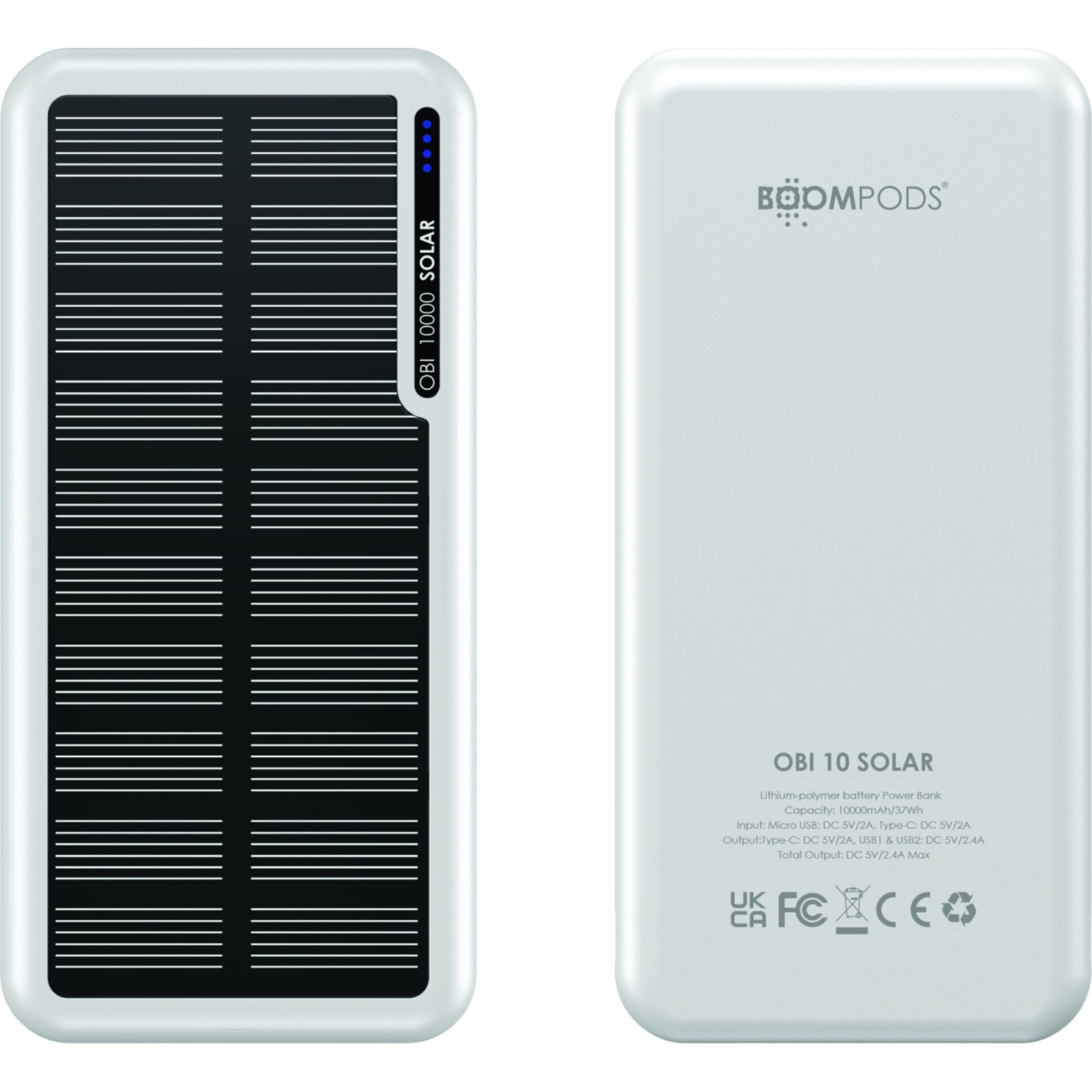 Boompods Powerbank OBI  10 000 mAh  Solar White Solar & Energie