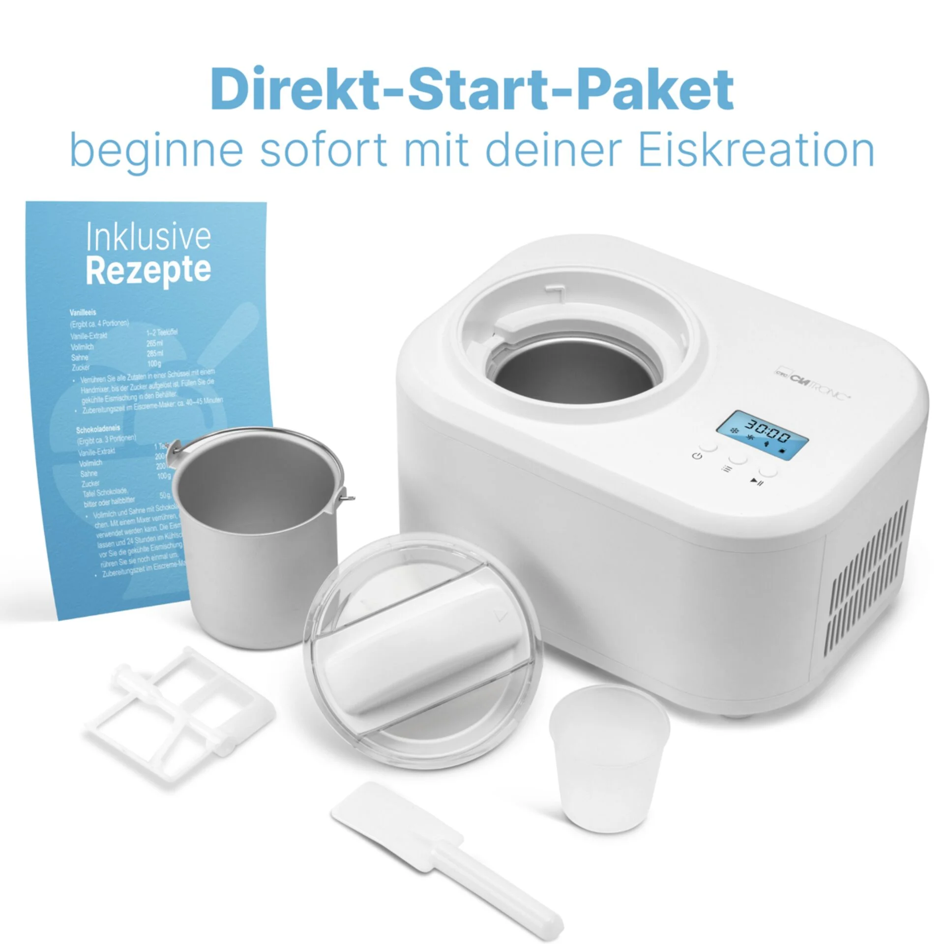 Clatronic ICM 3799 Kompressor Eismaschine 1L Speisenzubereitung